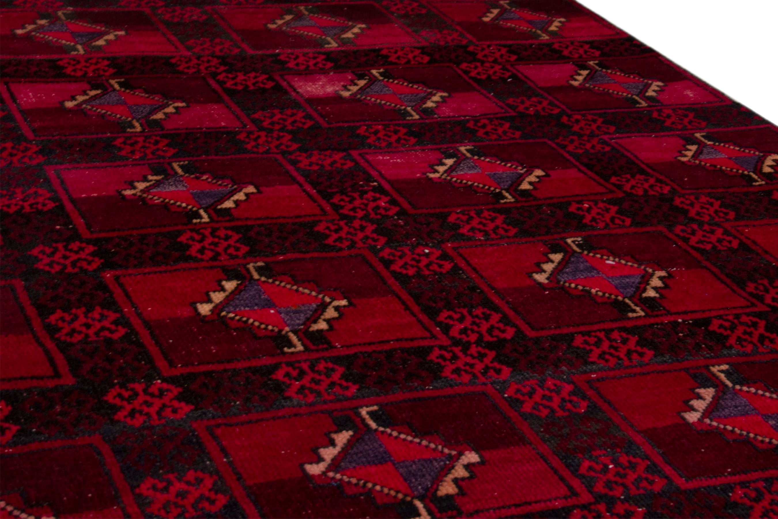 Persian Baluch accent rug in burgundy and deep red, view 10 of 17