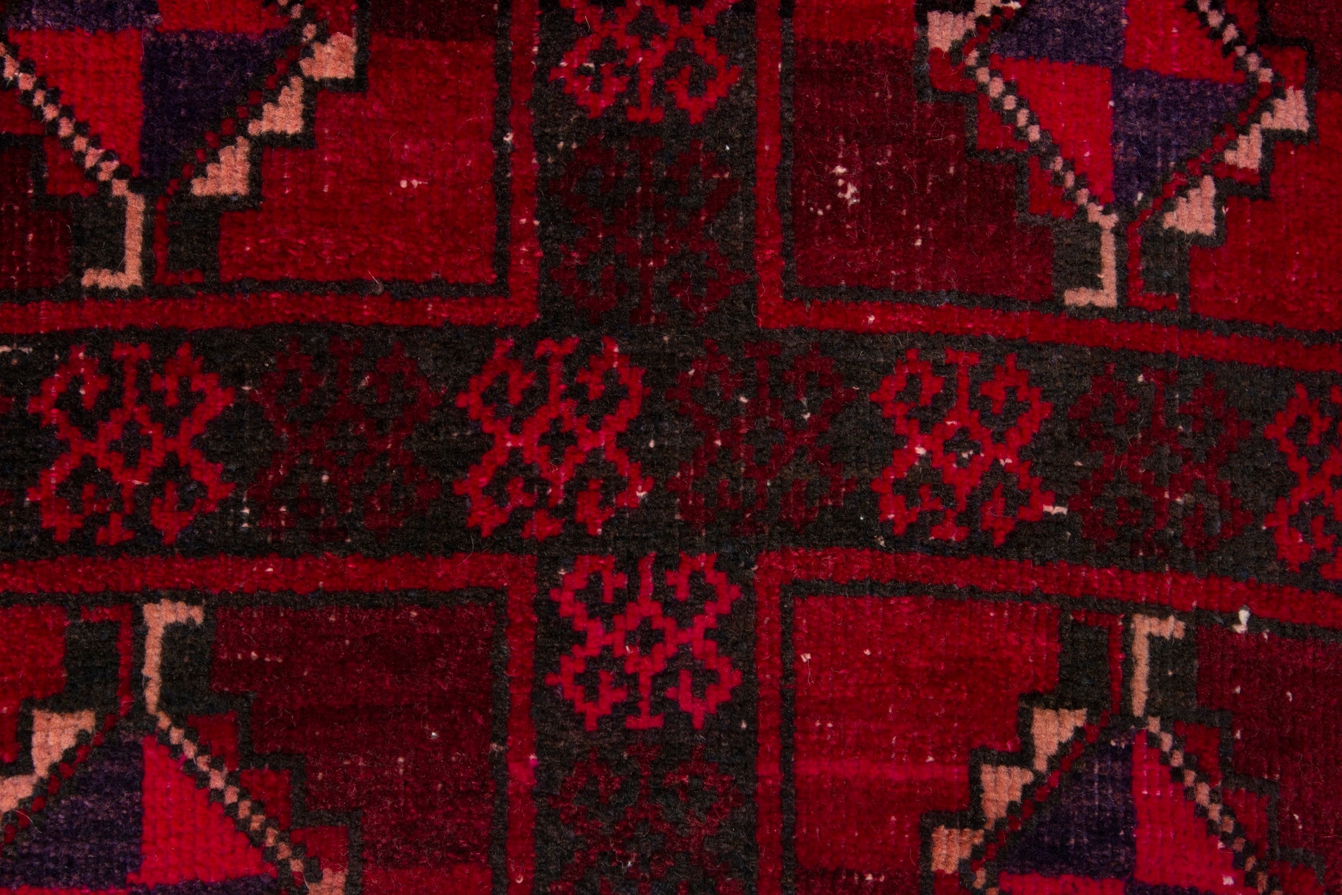 Persian Baluch accent rug in burgundy and deep red, view 11 of 17