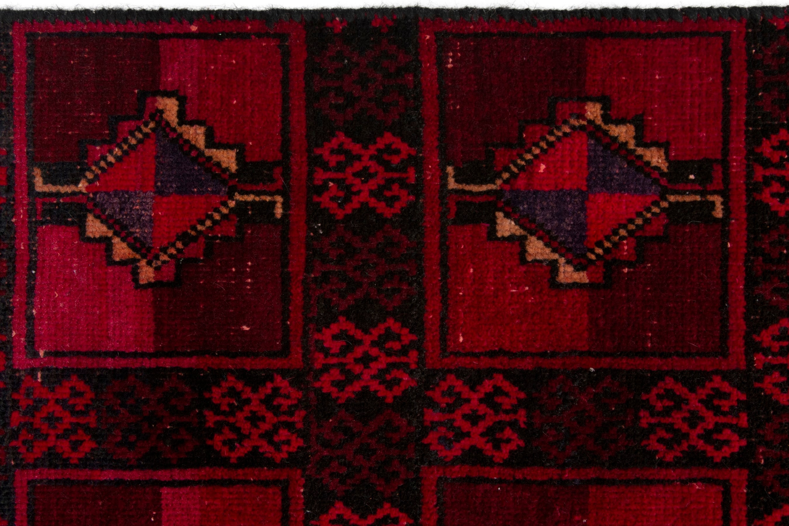 Persian Baluch accent rug in burgundy and deep red, view 13 of 17