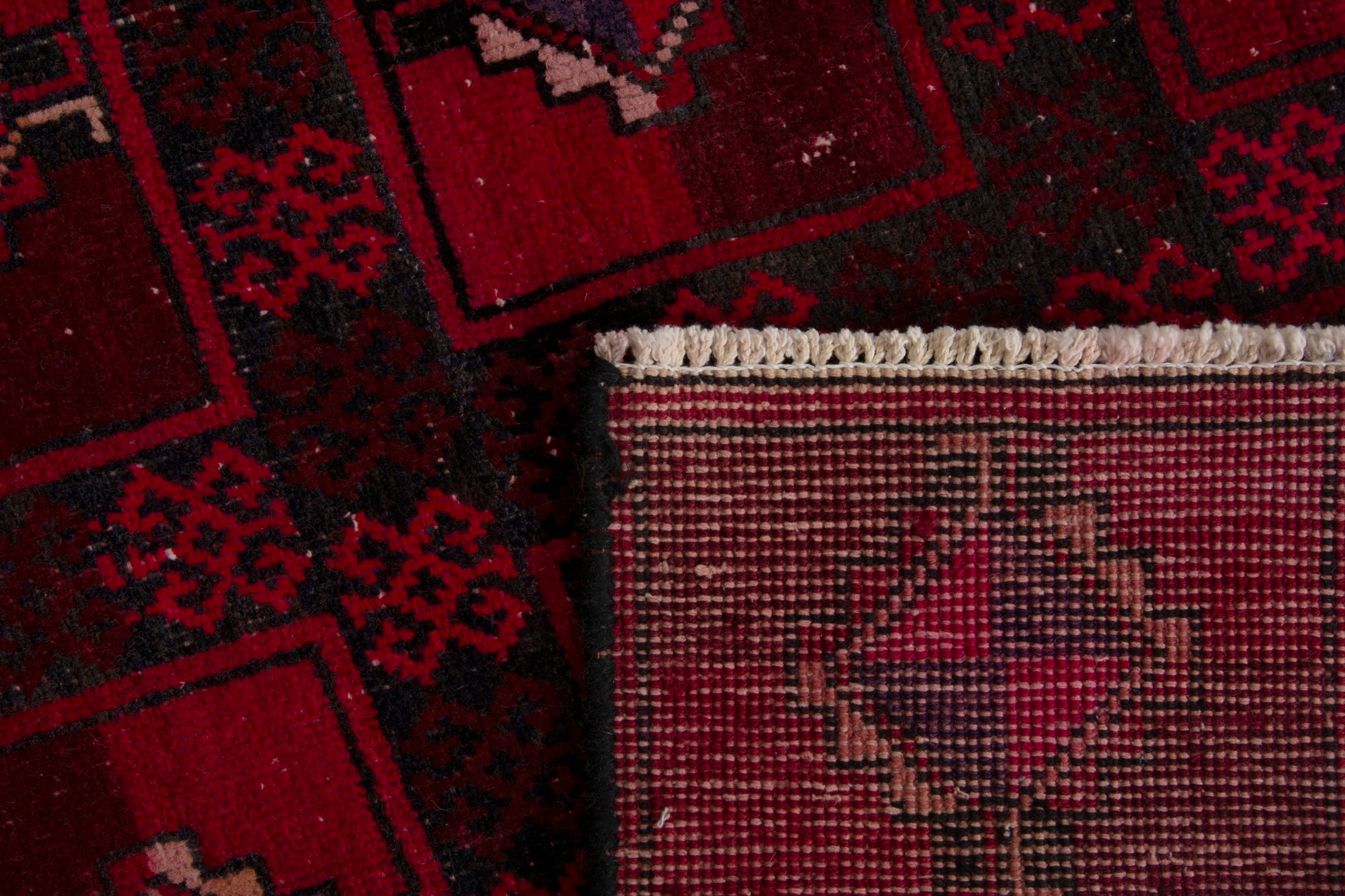 Persian Baluch accent rug in burgundy and deep red, view 17 of 17