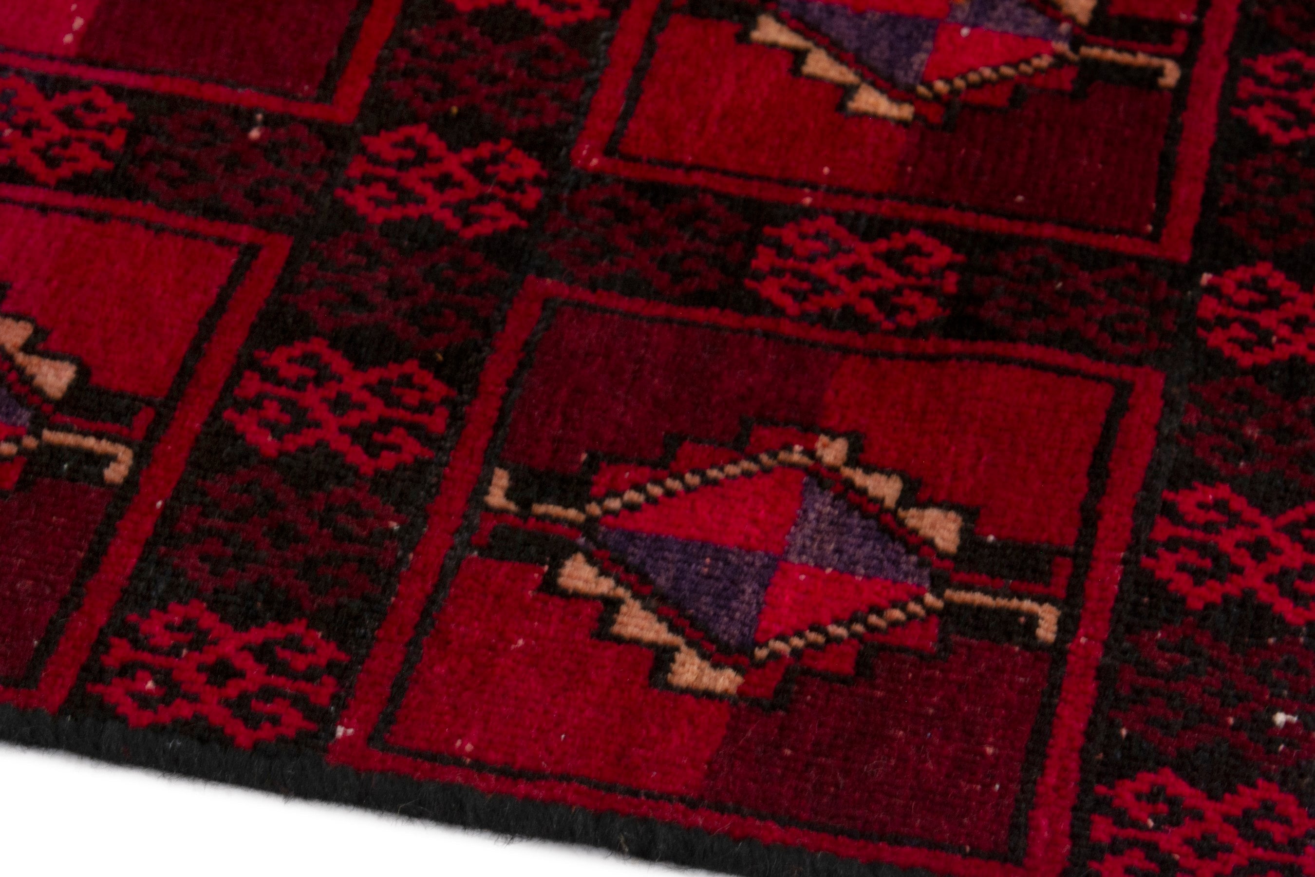 Persian Baluch accent rug in burgundy and deep red, view 8 of 17