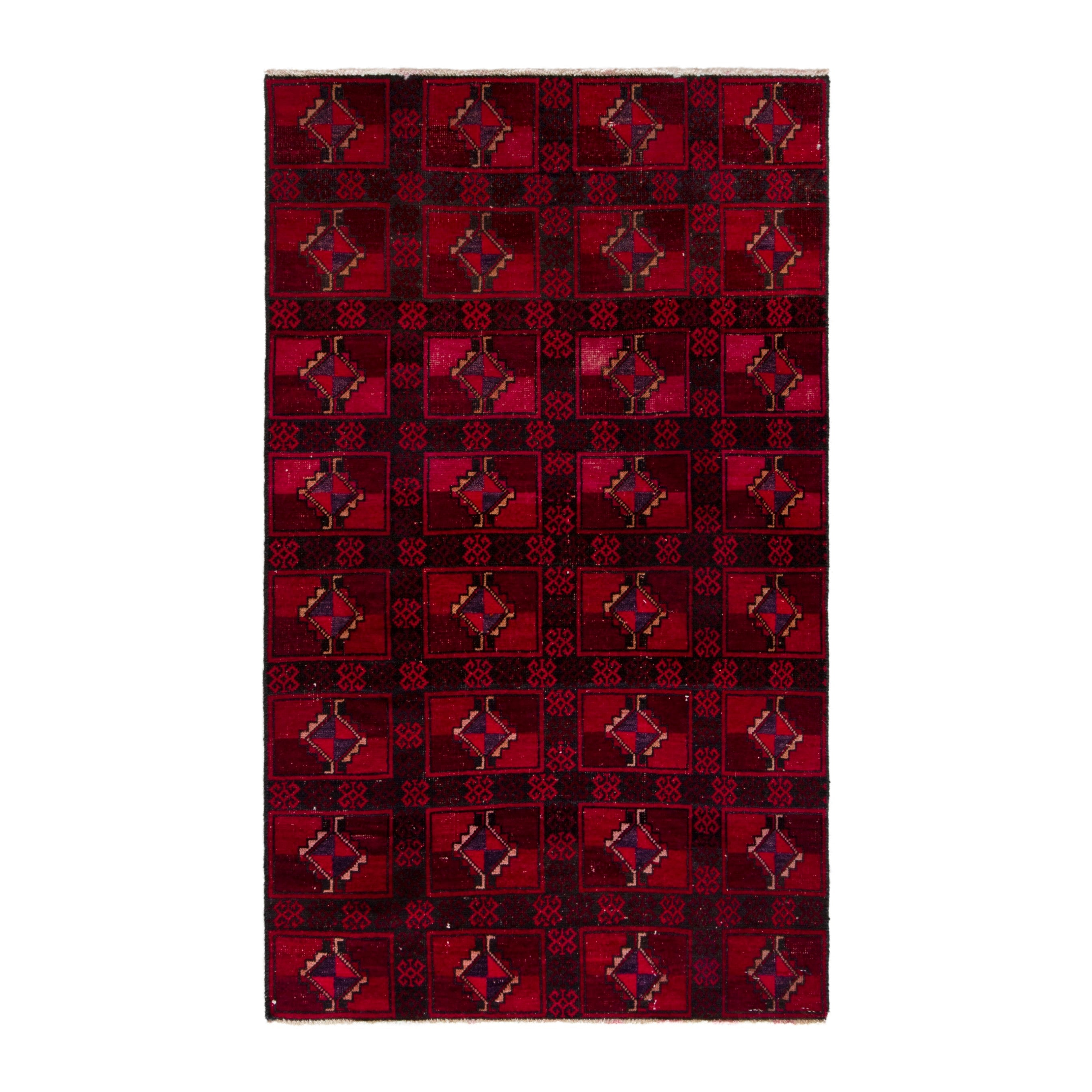 Persian Baluch accent rug in burgundy and deep red, 3'2" x 5'9"