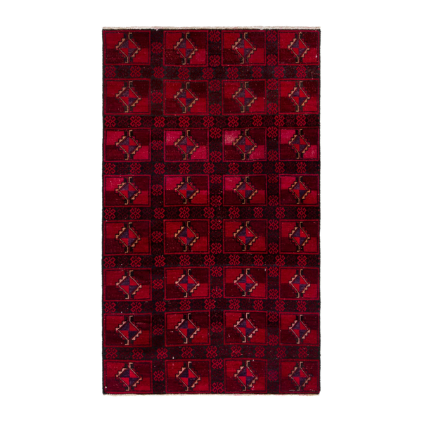 Persian Baluch accent rug in burgundy and deep red, 3'2" x 5'9"