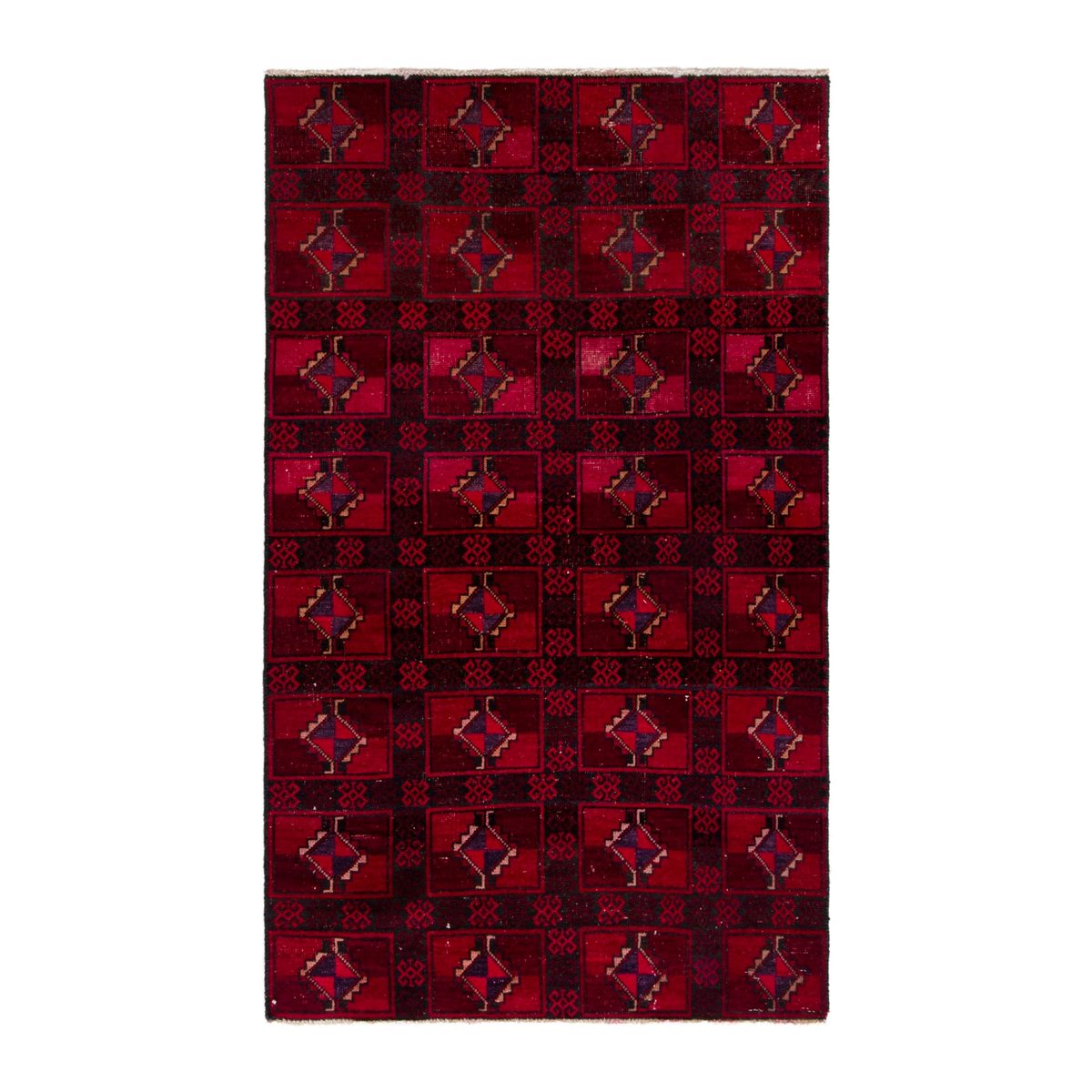 Persian Baluch accent rug in burgundy and deep red, 3'2" x 5'9"