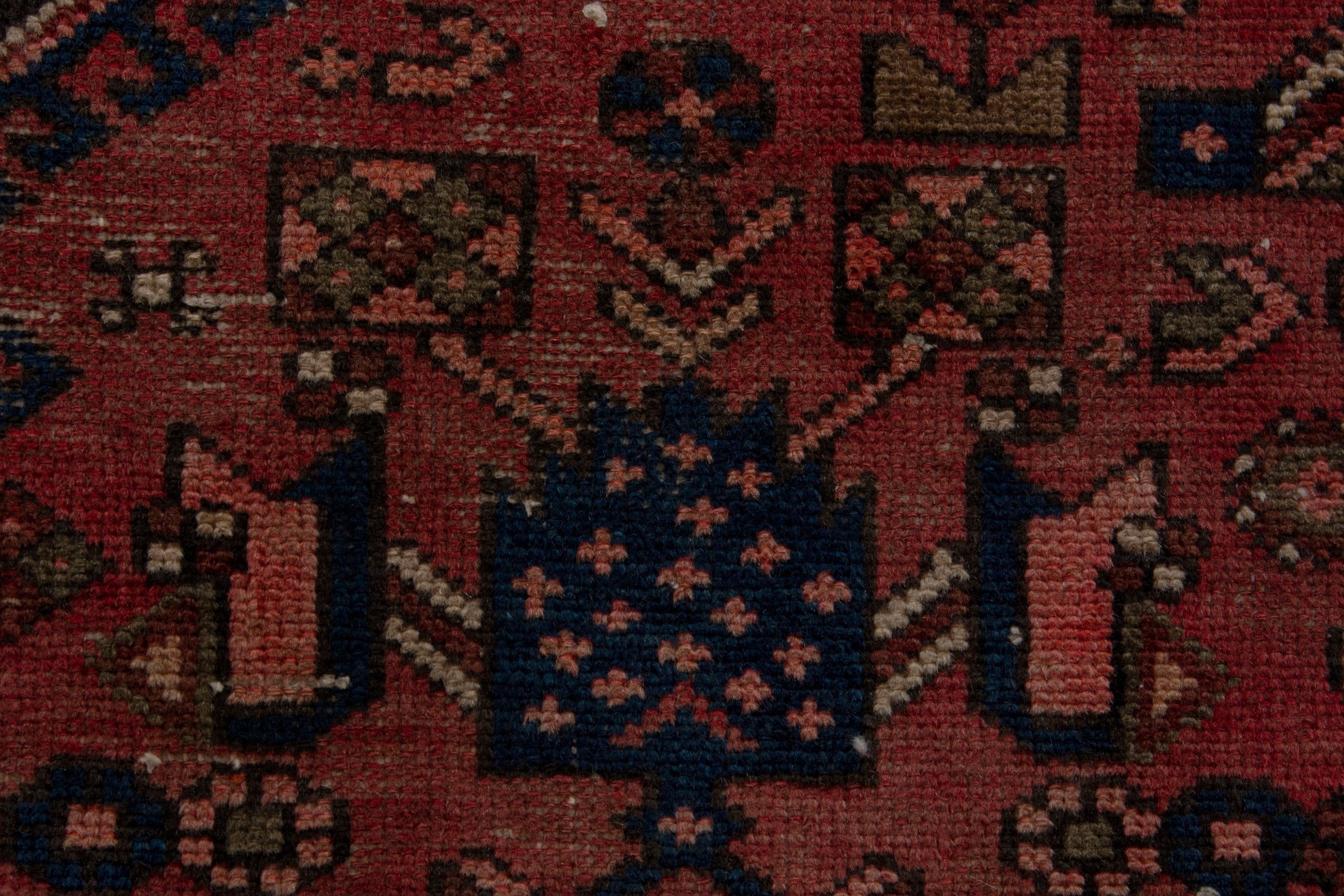 Persian Zanjan accent rug in rust and navy, view 14 of 18