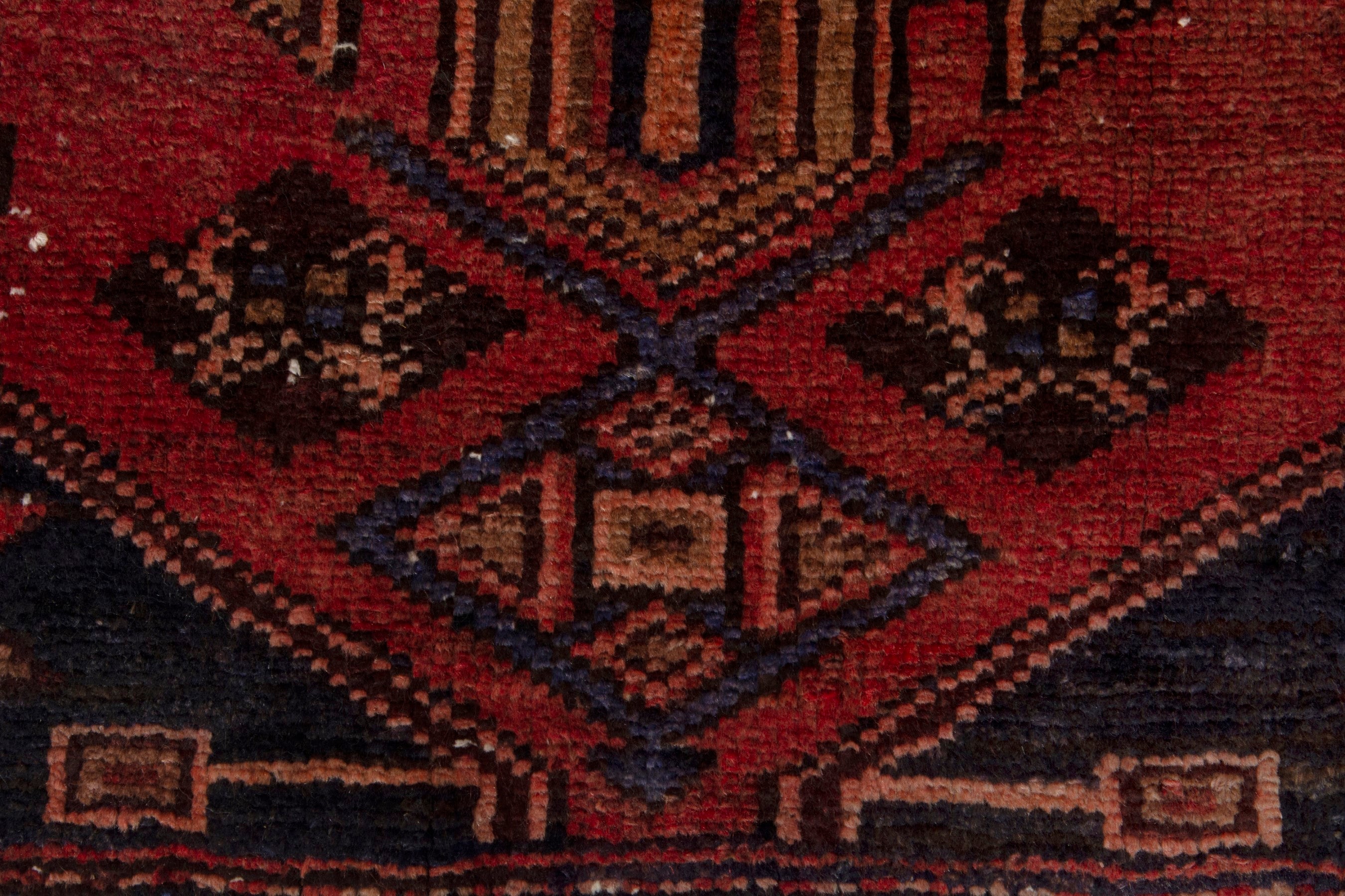 Persian Zanjan runner rug in deep red and navy, view 11 of 17