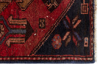 Persian Zanjan runner rug in deep red and navy, view 6 of 18