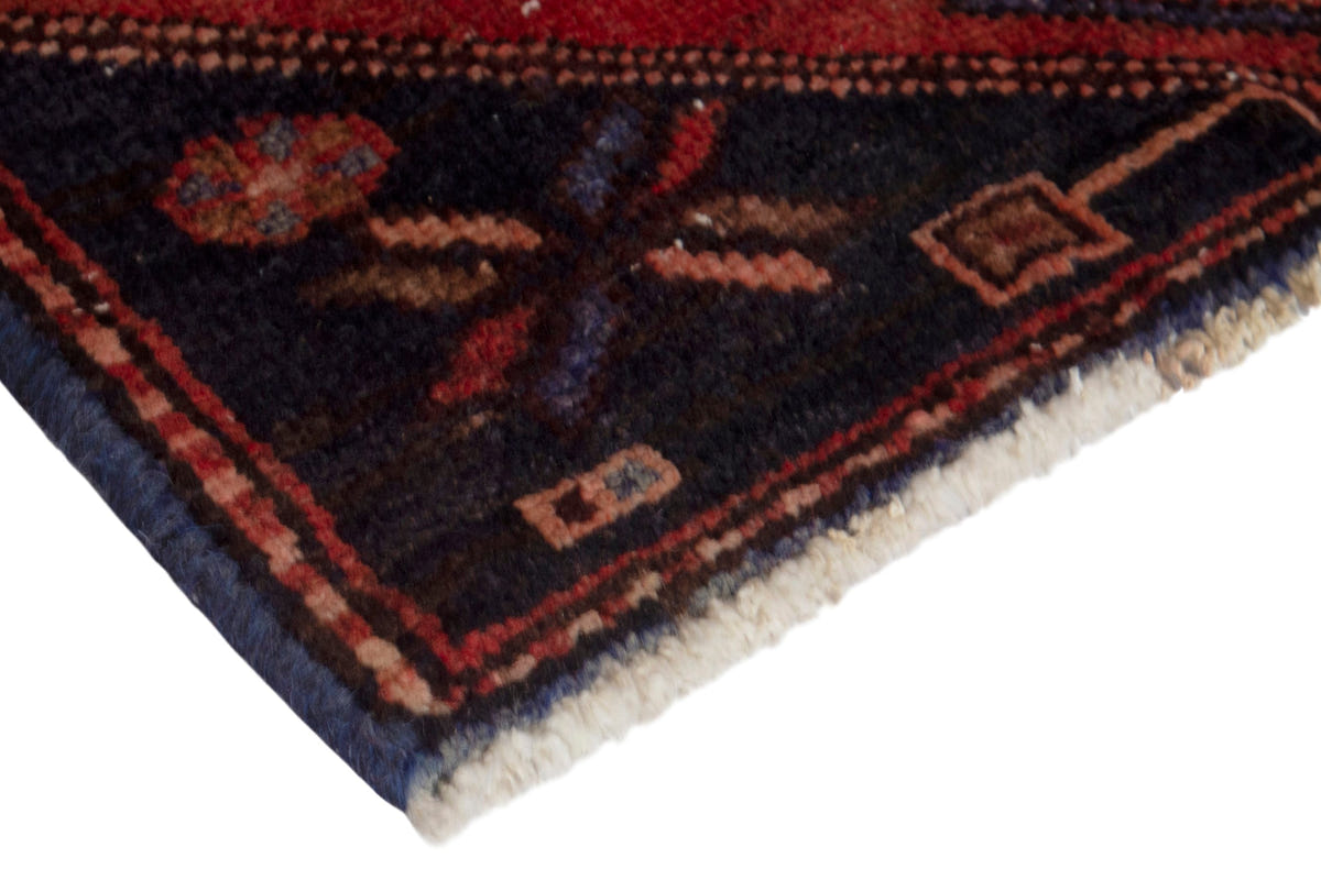 Persian Zanjan runner rug in deep red and navy, view 7 of 18