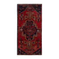 Persian Zanjan runner rug in deep red and navy, 2'2" x 4'9"