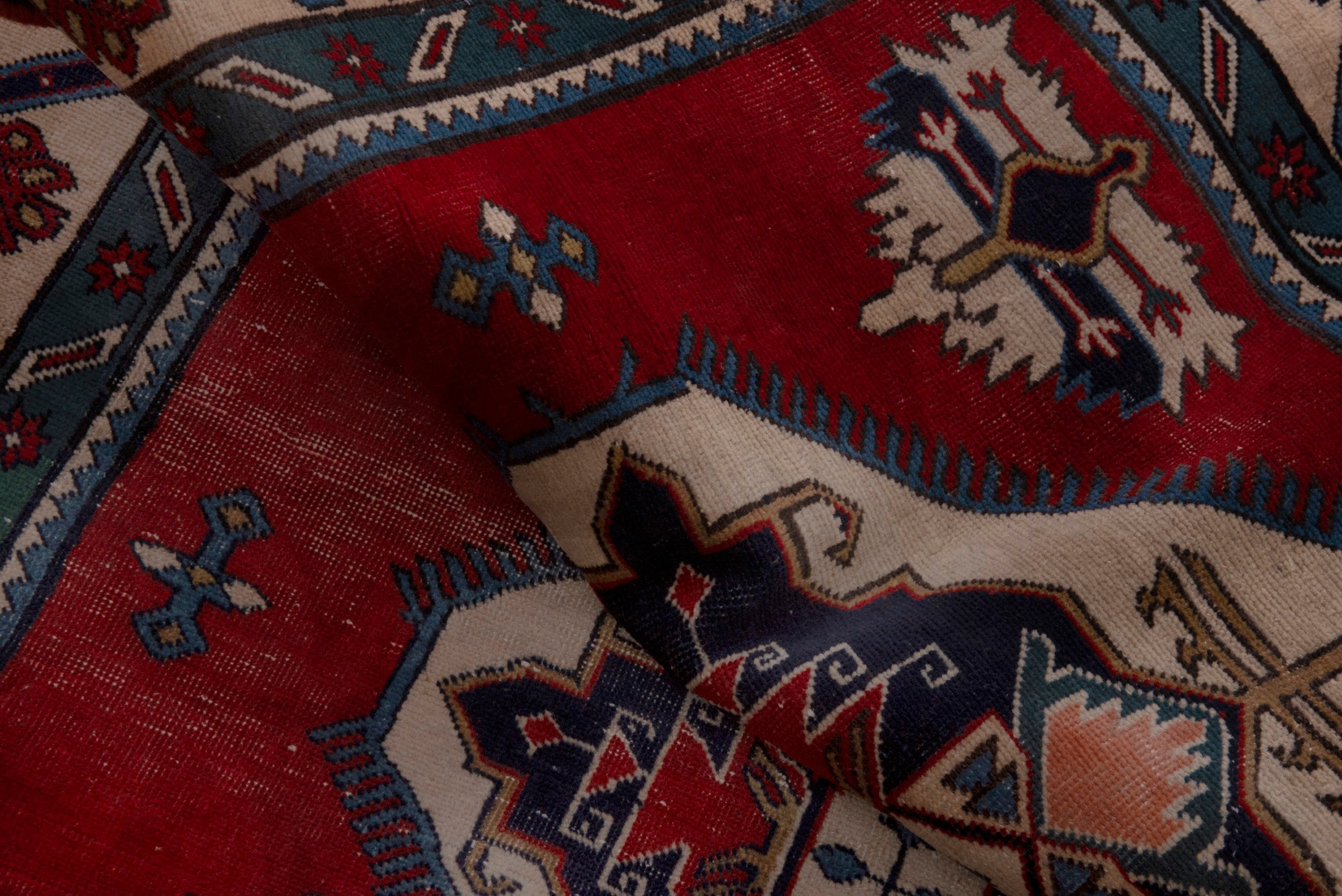 Persian Ghoochan area rug in deep red and cream, view 15 of 17