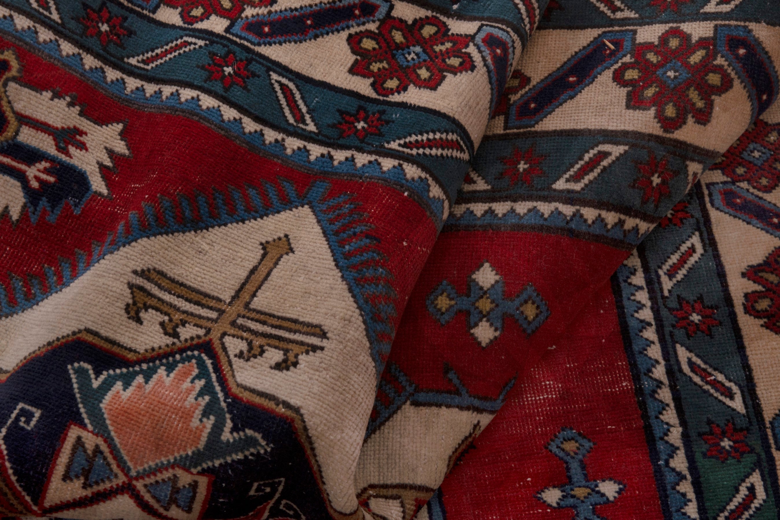 Persian Ghoochan area rug in deep red and cream, view 16 of 17