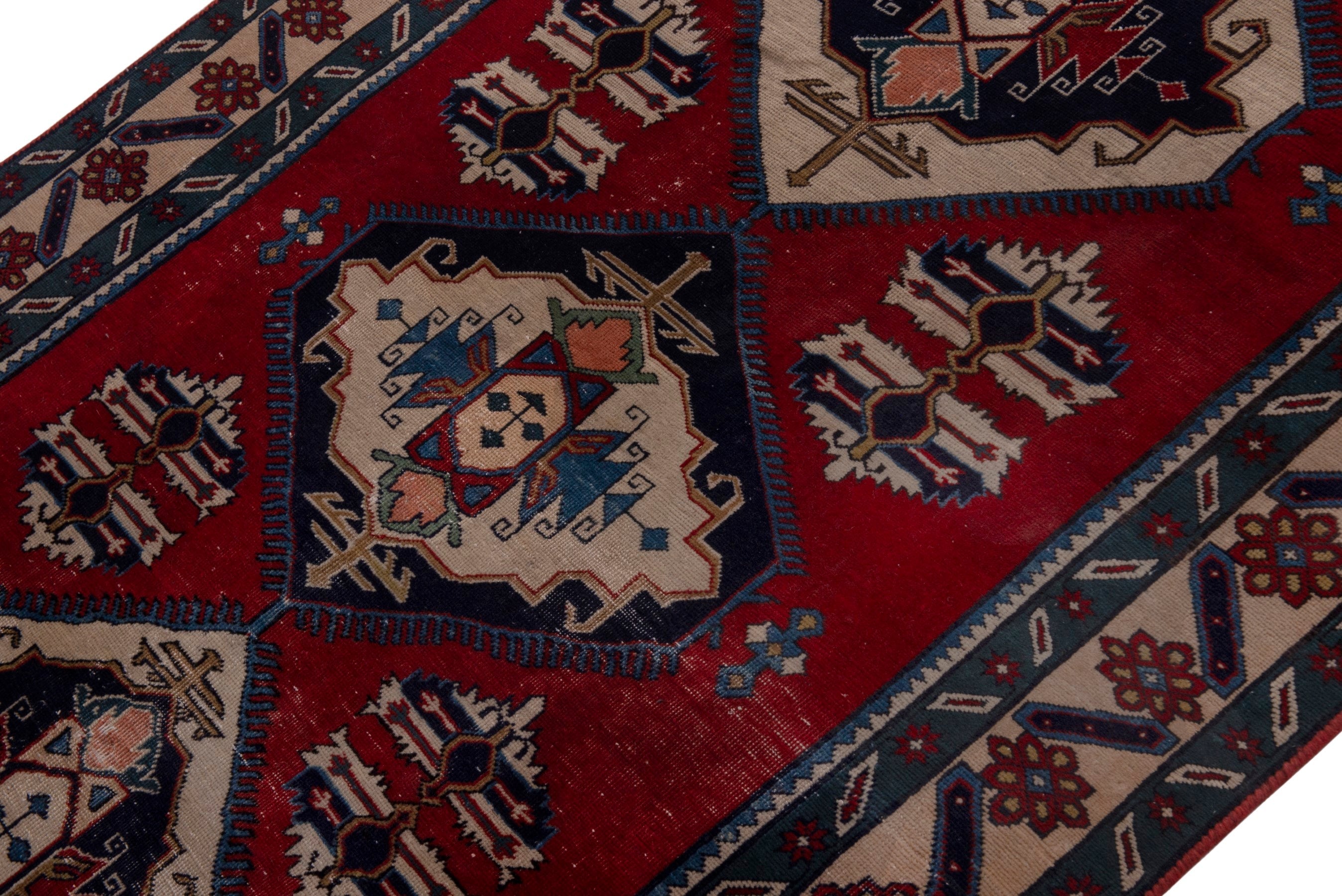 Persian Ghoochan area rug in deep red and cream, view 4 of 17