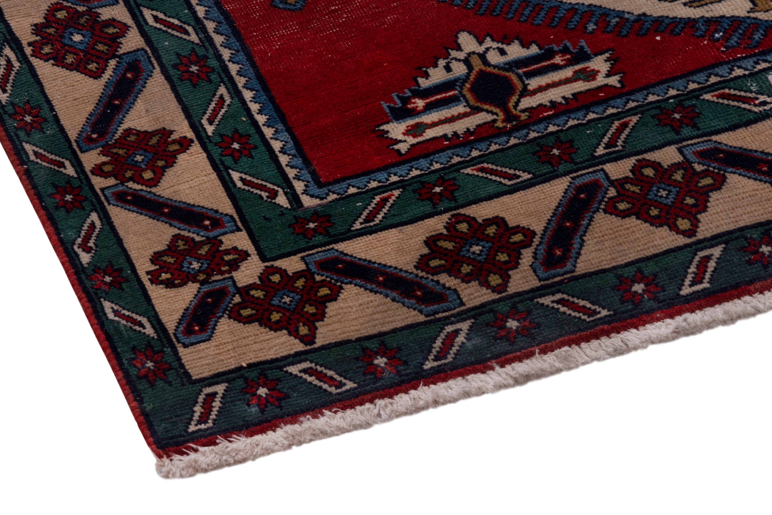 Persian Ghoochan area rug in deep red and cream, view 6 of 17
