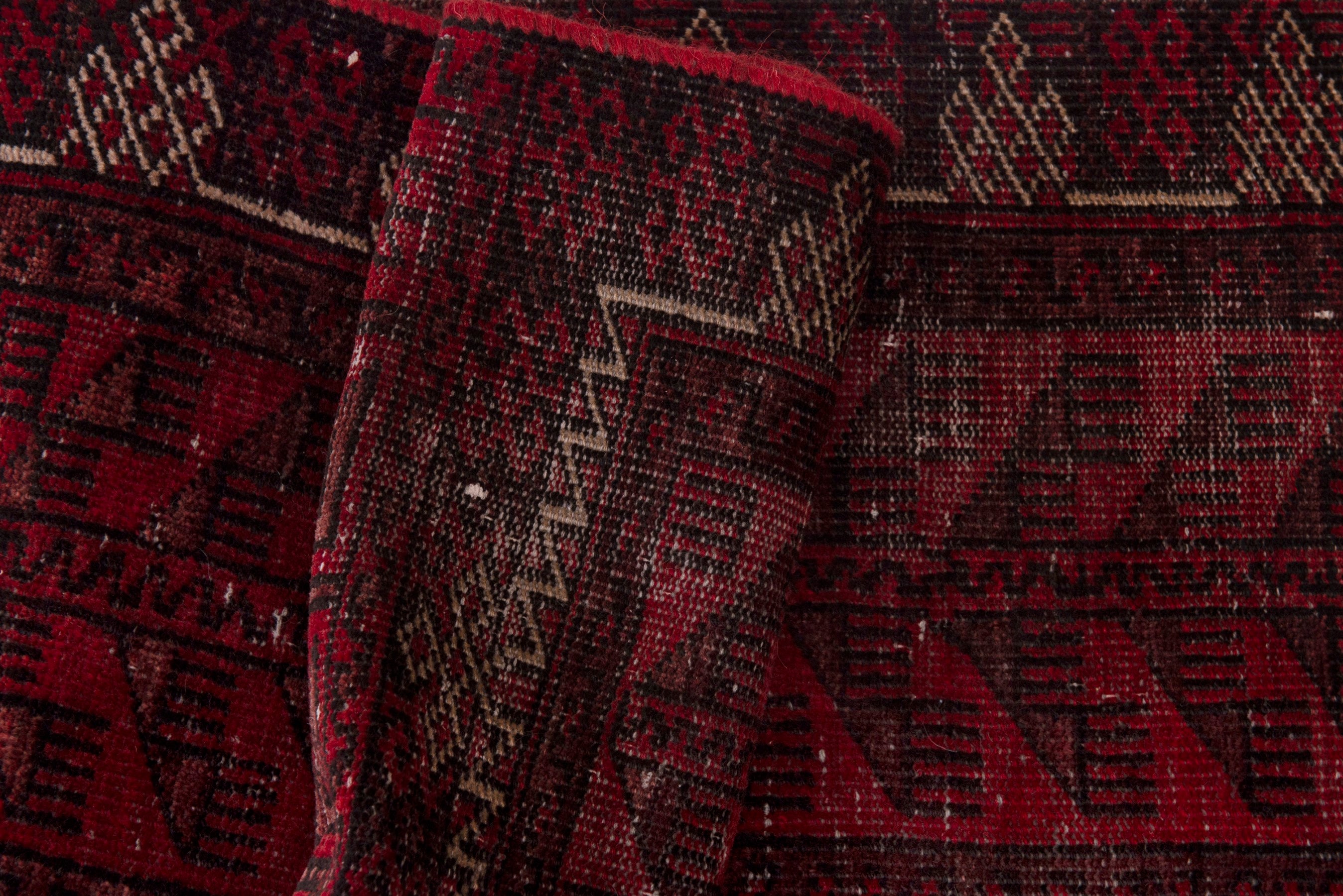 Persian Baluch accent rug in deep red and burgundy, view 12 of 15