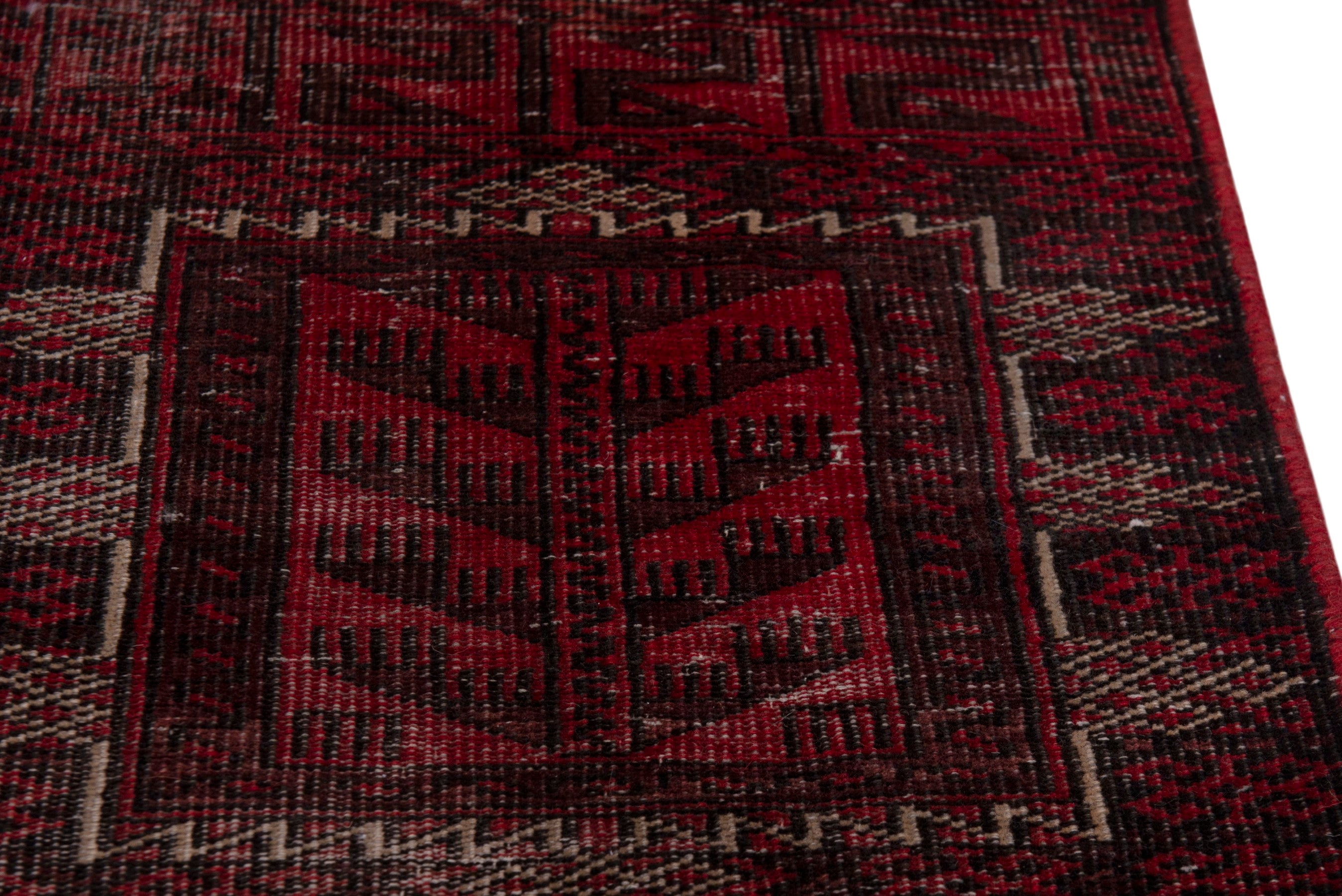 Persian Baluch accent rug in deep red and burgundy, view 8 of 15