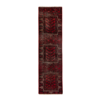 Persian Baluch runner rug in deep red and burgundy, 1'4" x 5'1"
