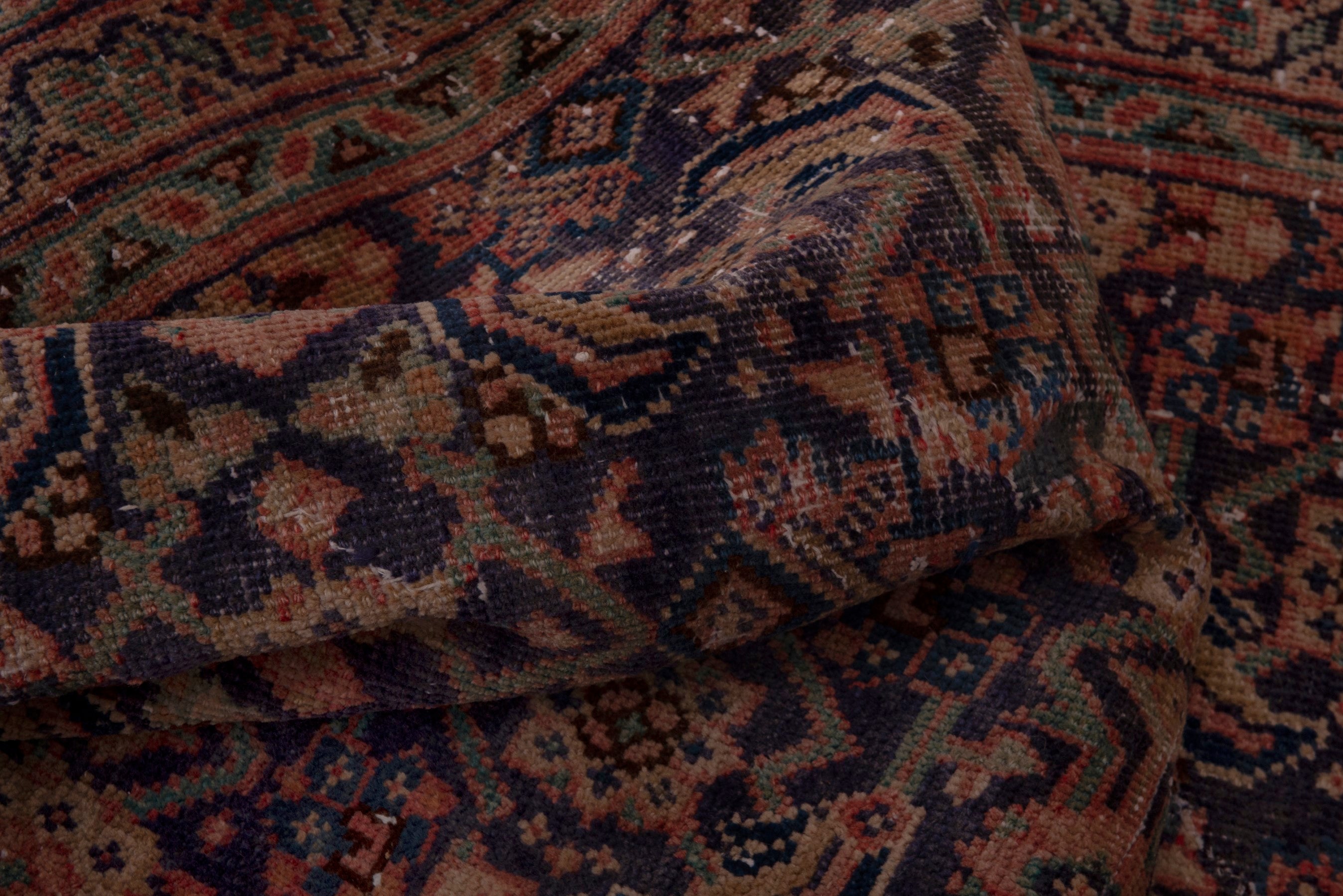 Persian Mahal runner rug in navy and rust, view 16 of 20