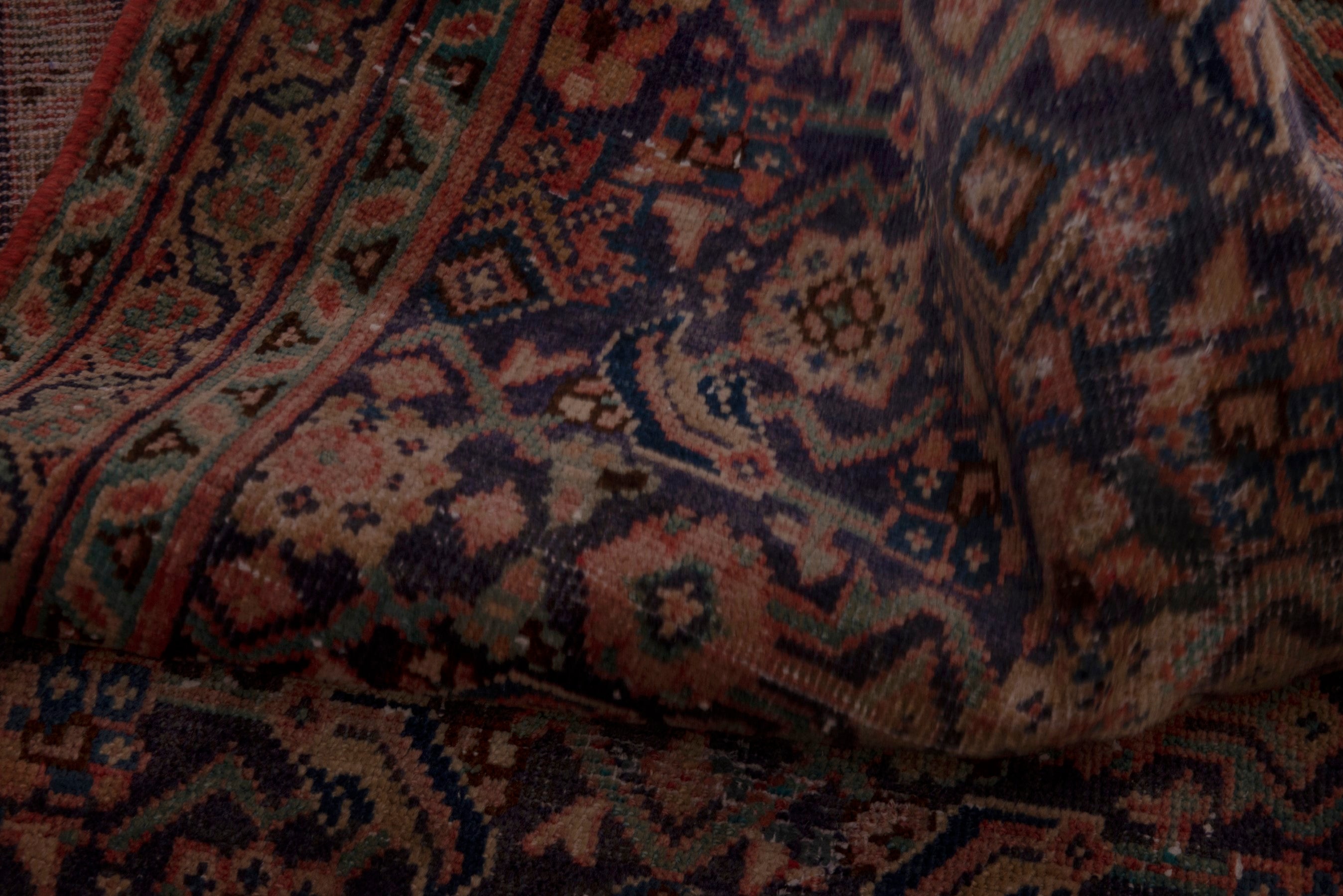 Persian Mahal runner rug in navy and rust, view 18 of 20