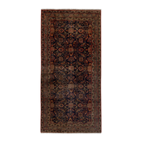 Persian Mahal runner rug in navy and rust, 3'6" x 7'7"