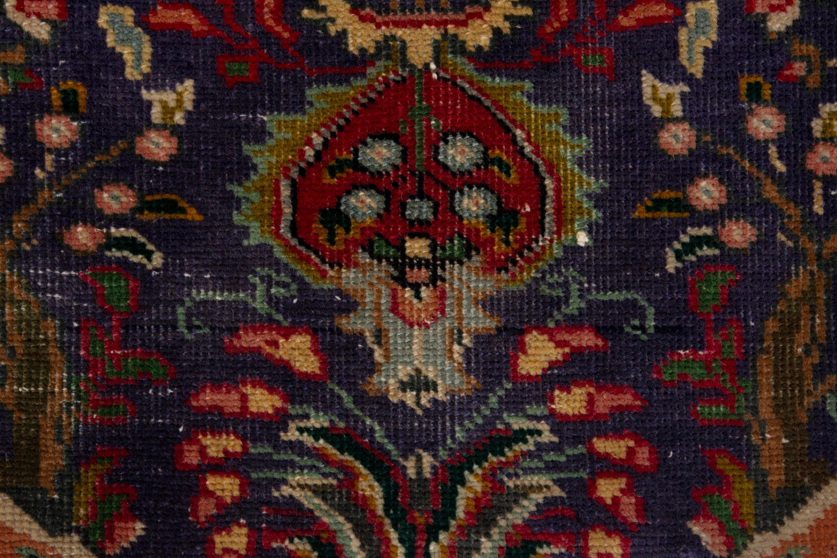 Persian Tabriz accent rug in navy and deep red, view 11 of 17