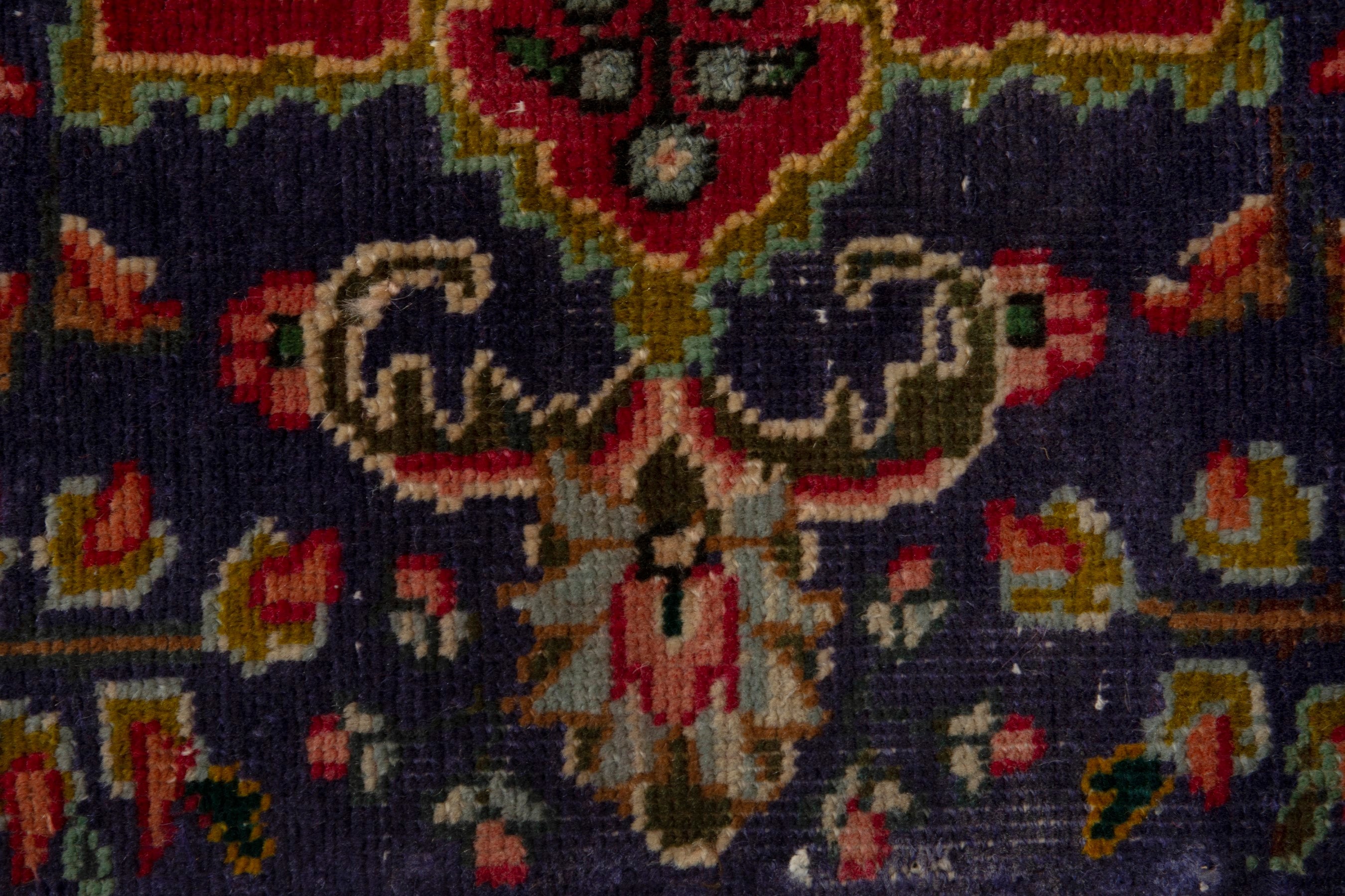 Persian Tabriz accent rug in navy and deep red, view 12 of 17