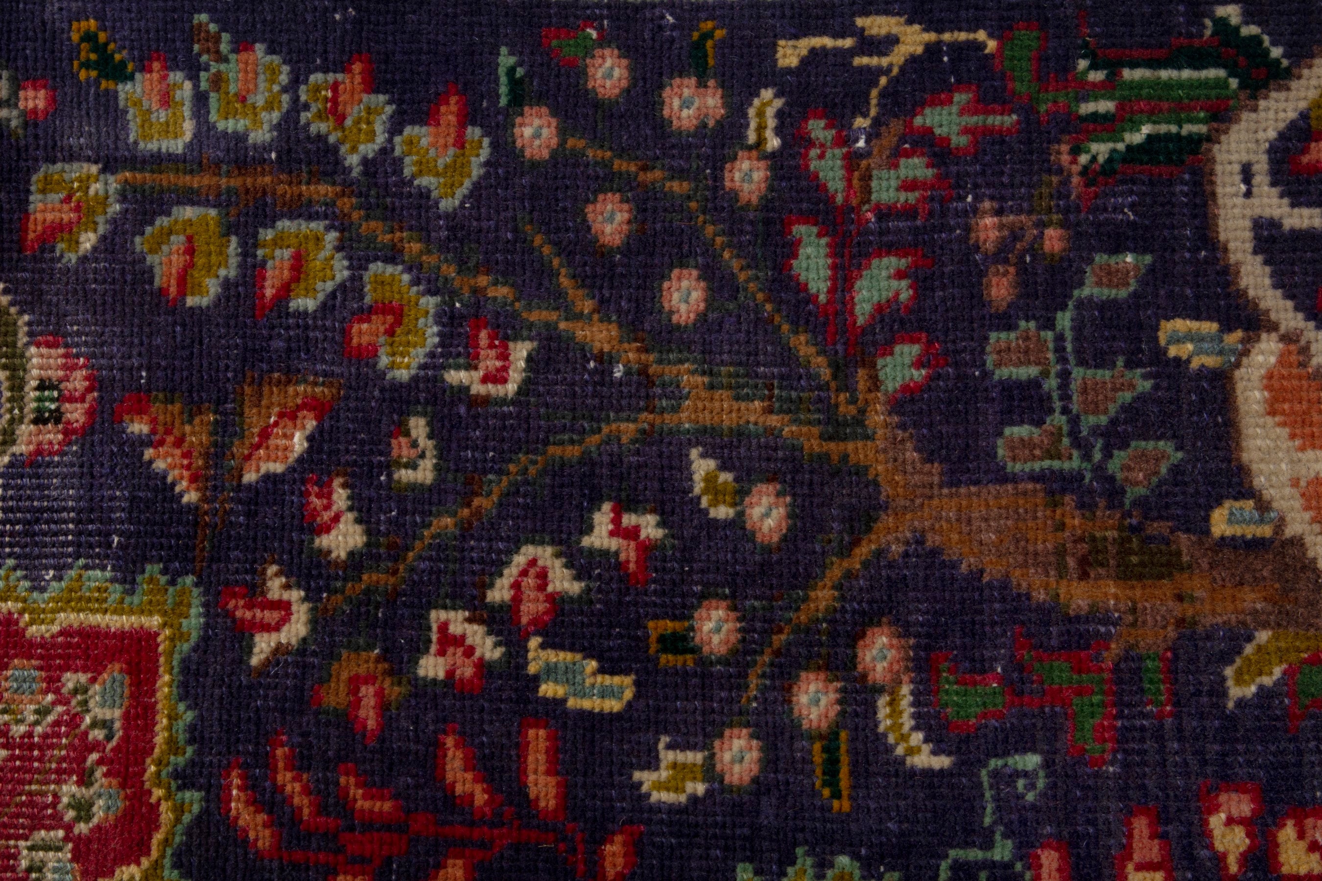 Persian Tabriz accent rug in navy and deep red, view 13 of 17
