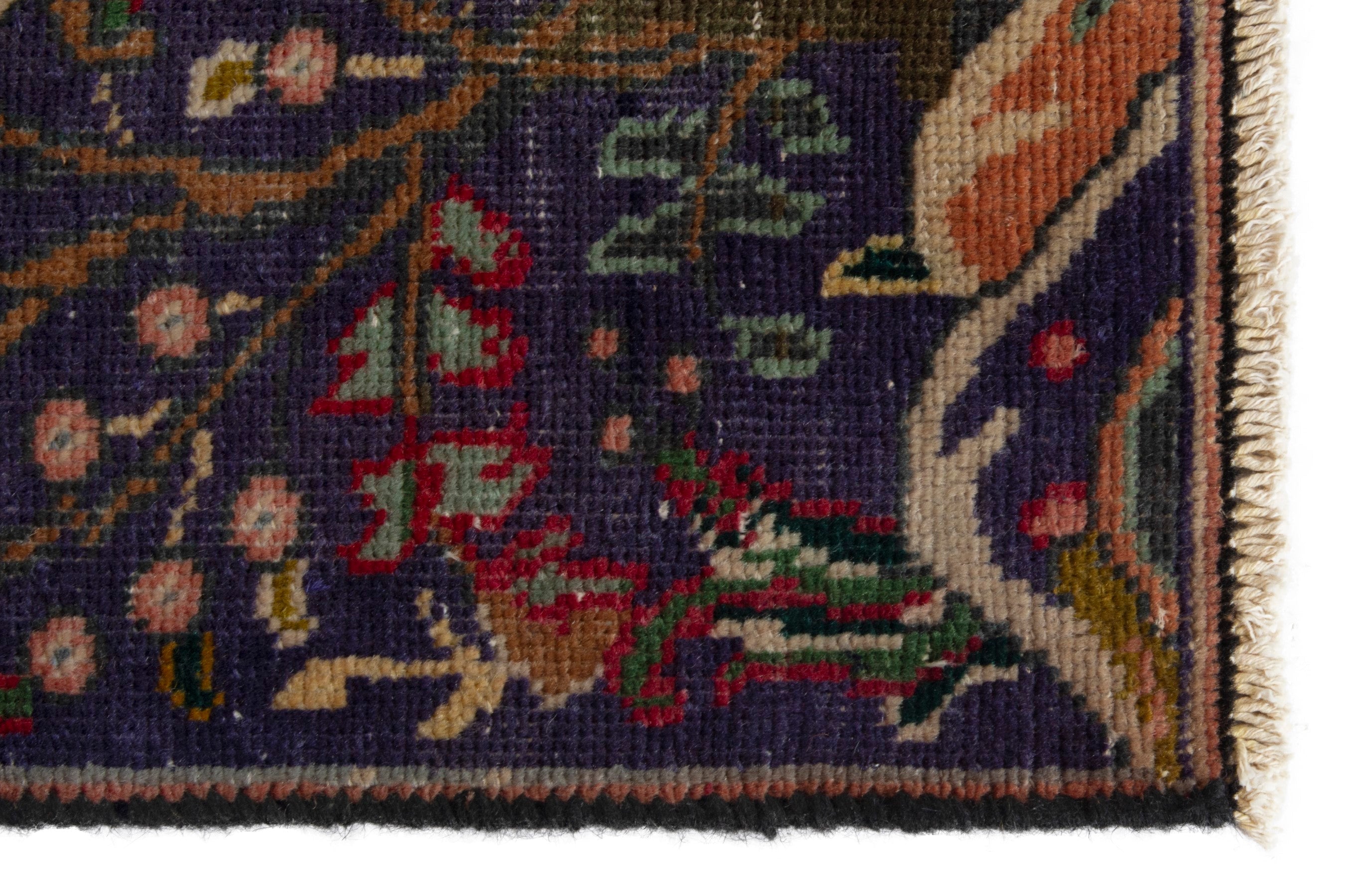 Persian Tabriz accent rug in navy and deep red, view 5 of 17
