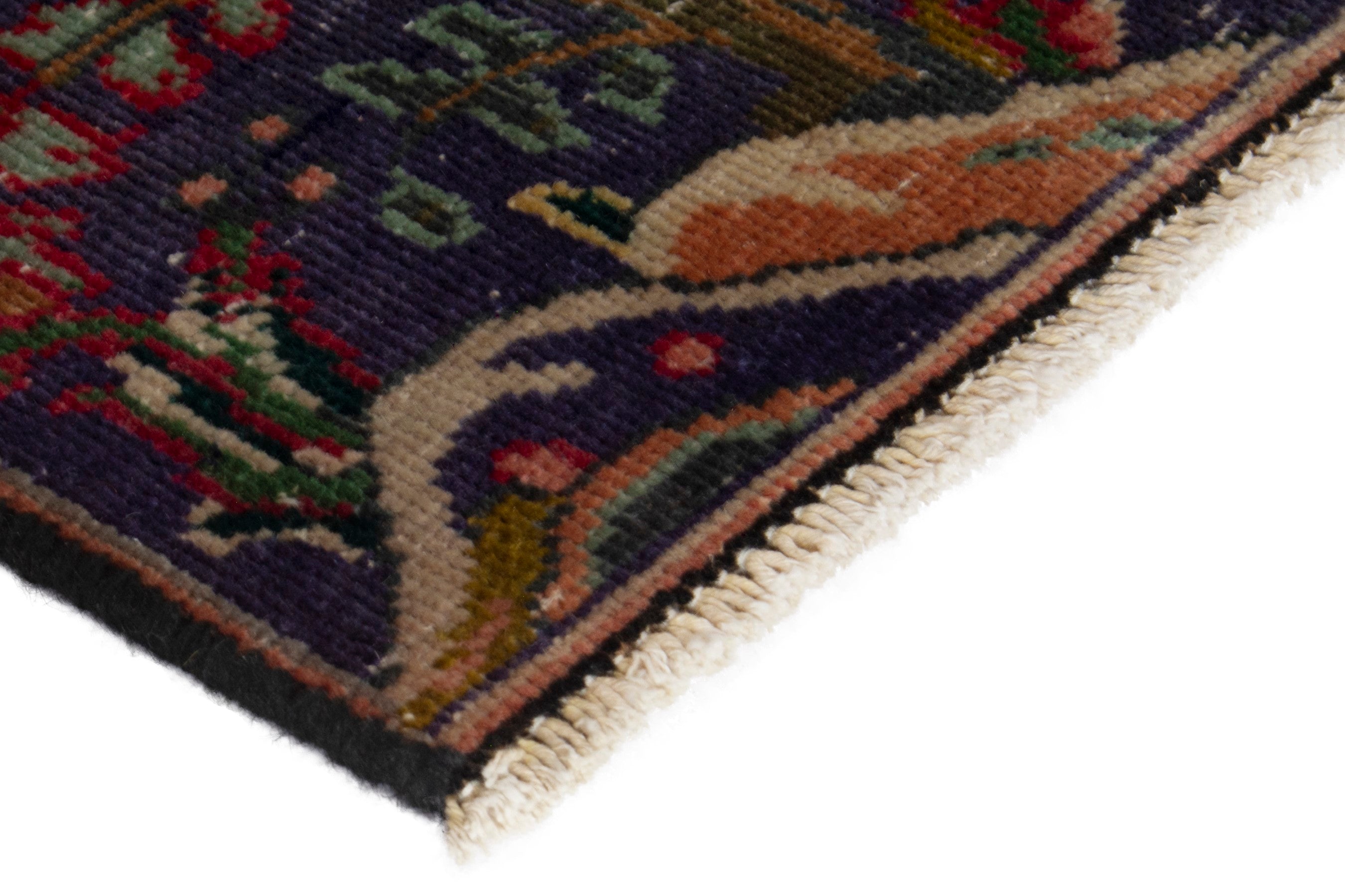 Persian Tabriz accent rug in navy and deep red, view 6 of 17