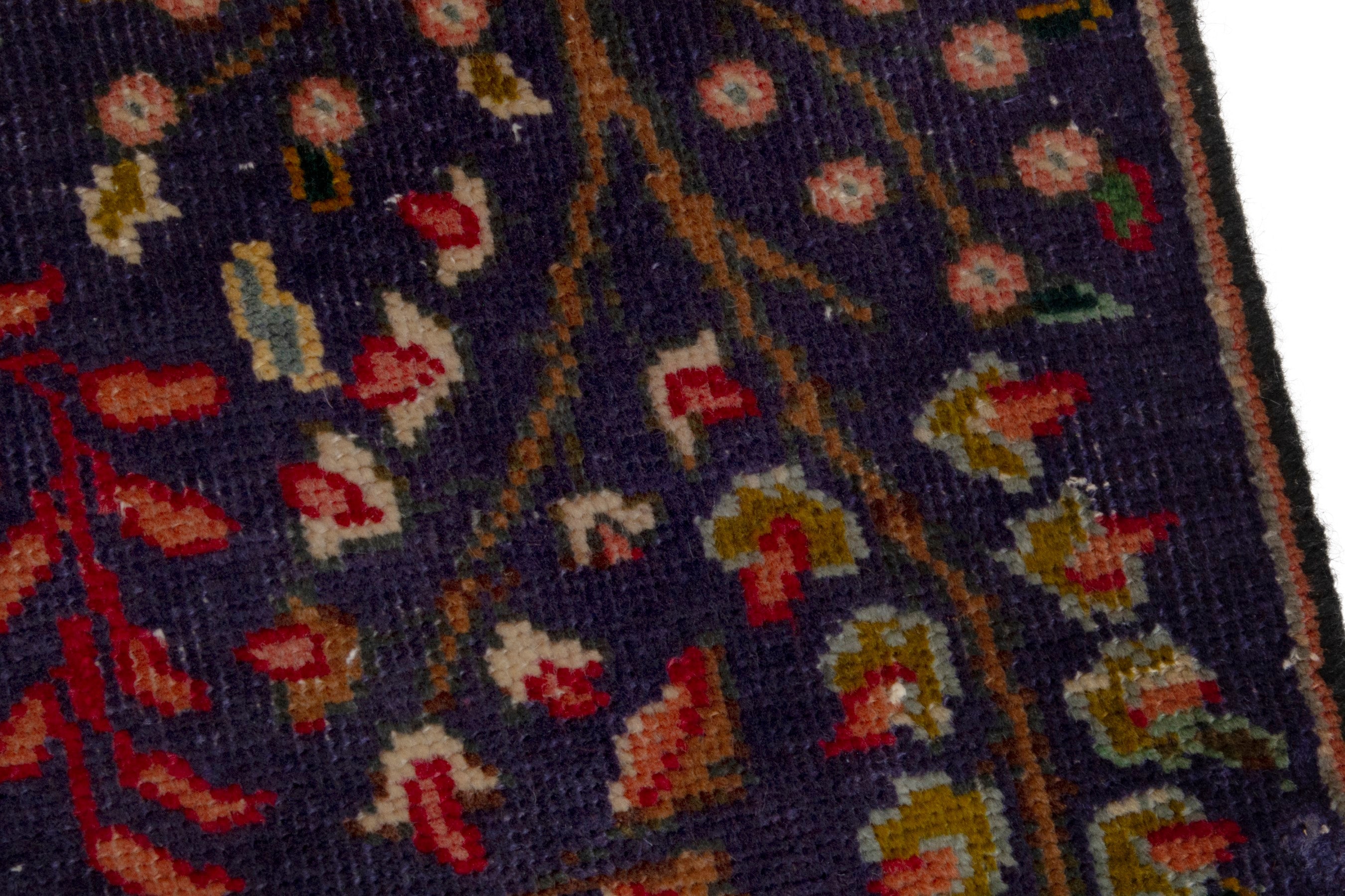 Persian Tabriz accent rug in navy and deep red, view 7 of 17