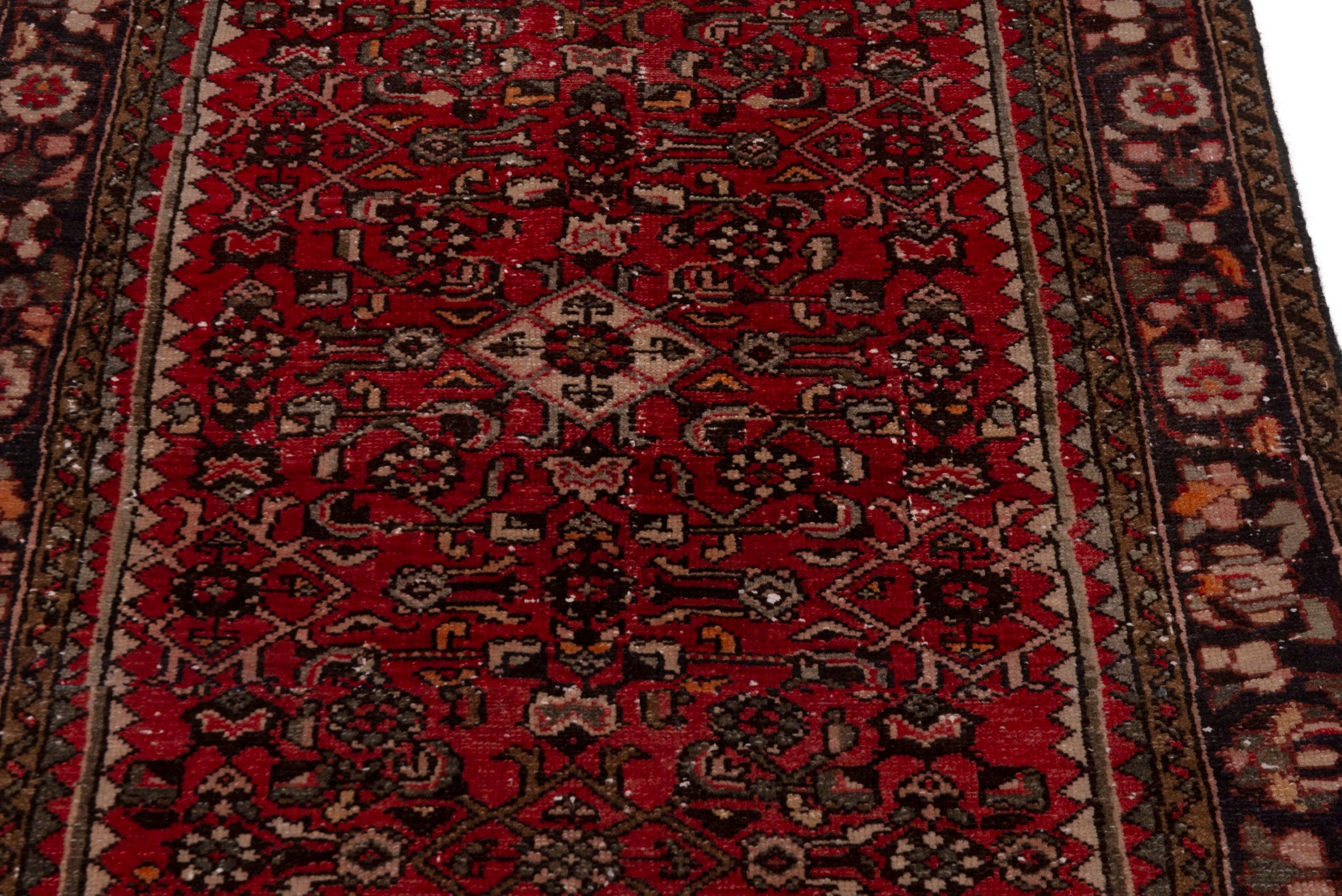 Persian Hamedan runner rug in deep red and burgundy, view 10 of 18