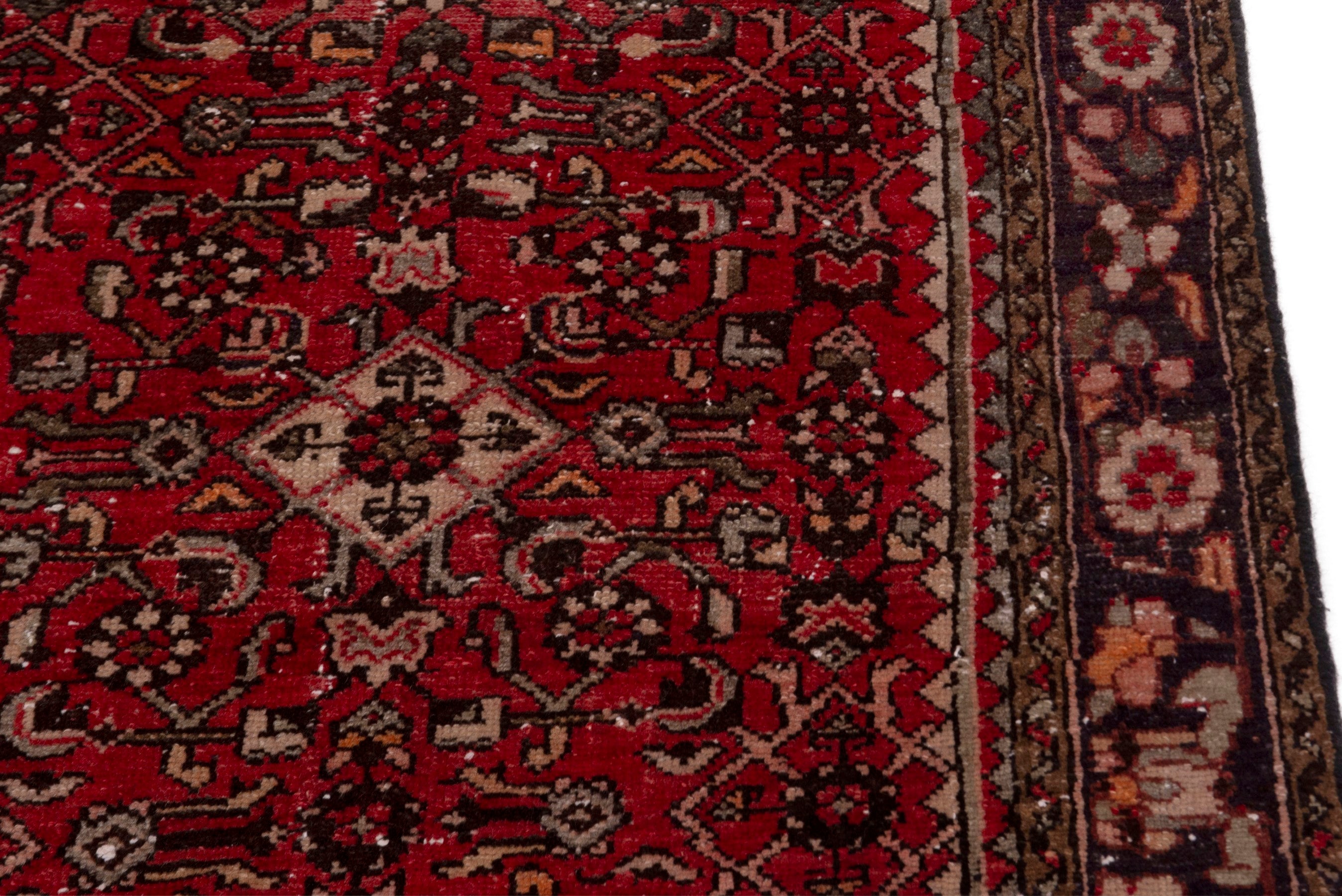 Persian Hamedan runner rug in deep red and burgundy, view 7 of 18