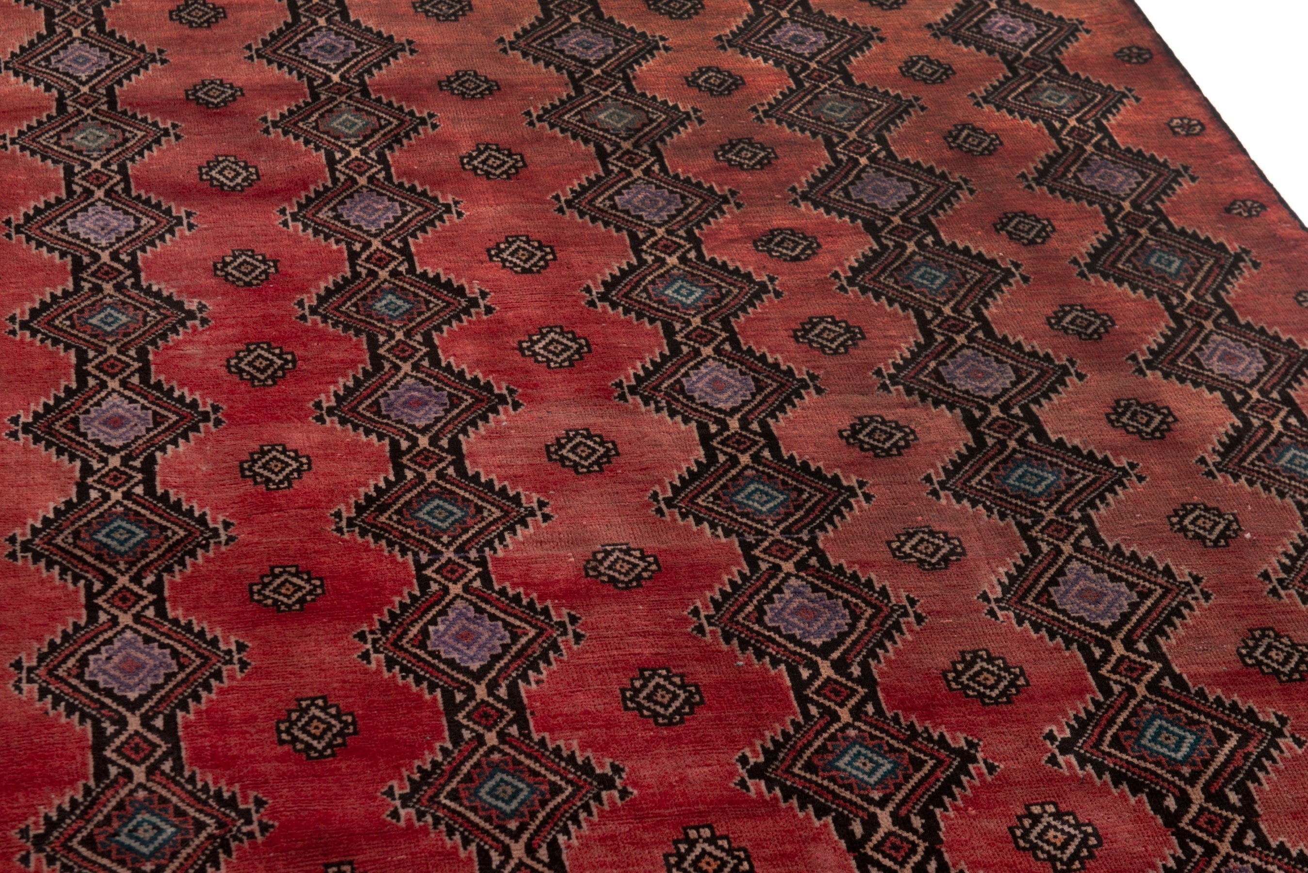 Persian Baluch accent rug in deep red and dark brown, view 10 of 17