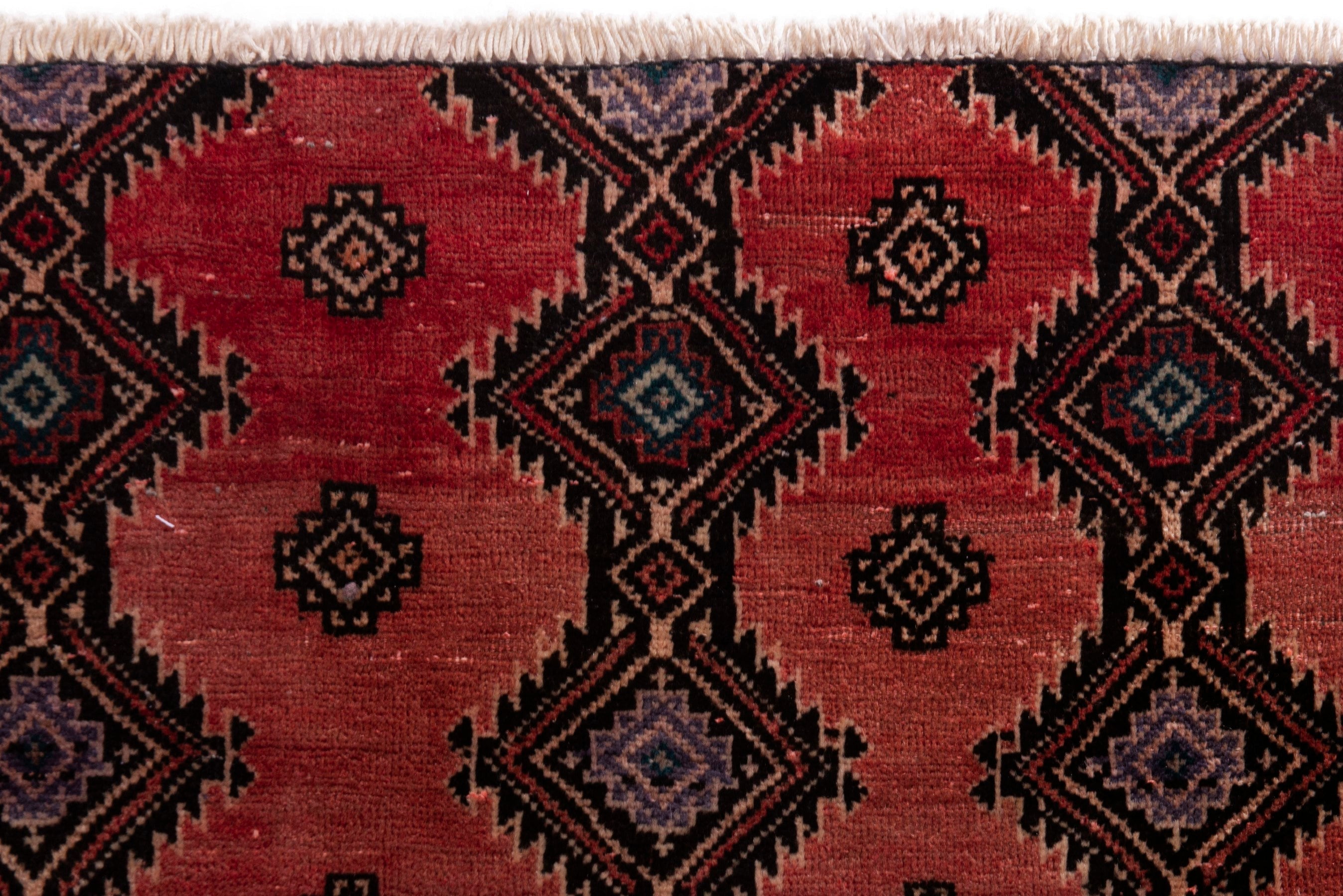Persian Baluch accent rug in deep red and dark brown, view 13 of 17