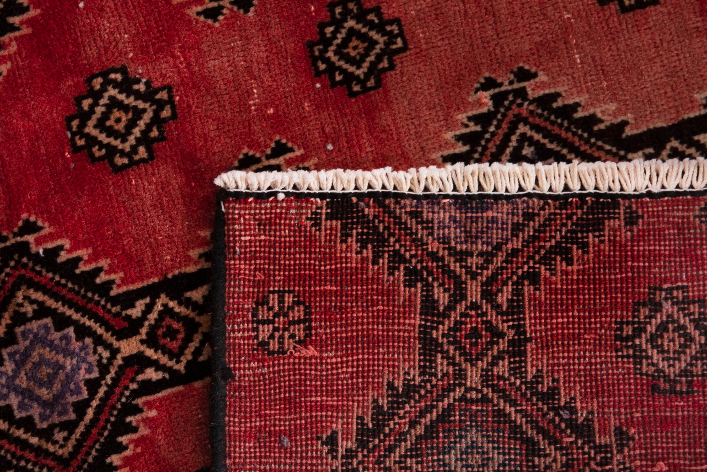 Persian Baluch accent rug in deep red and dark brown, view 17 of 17