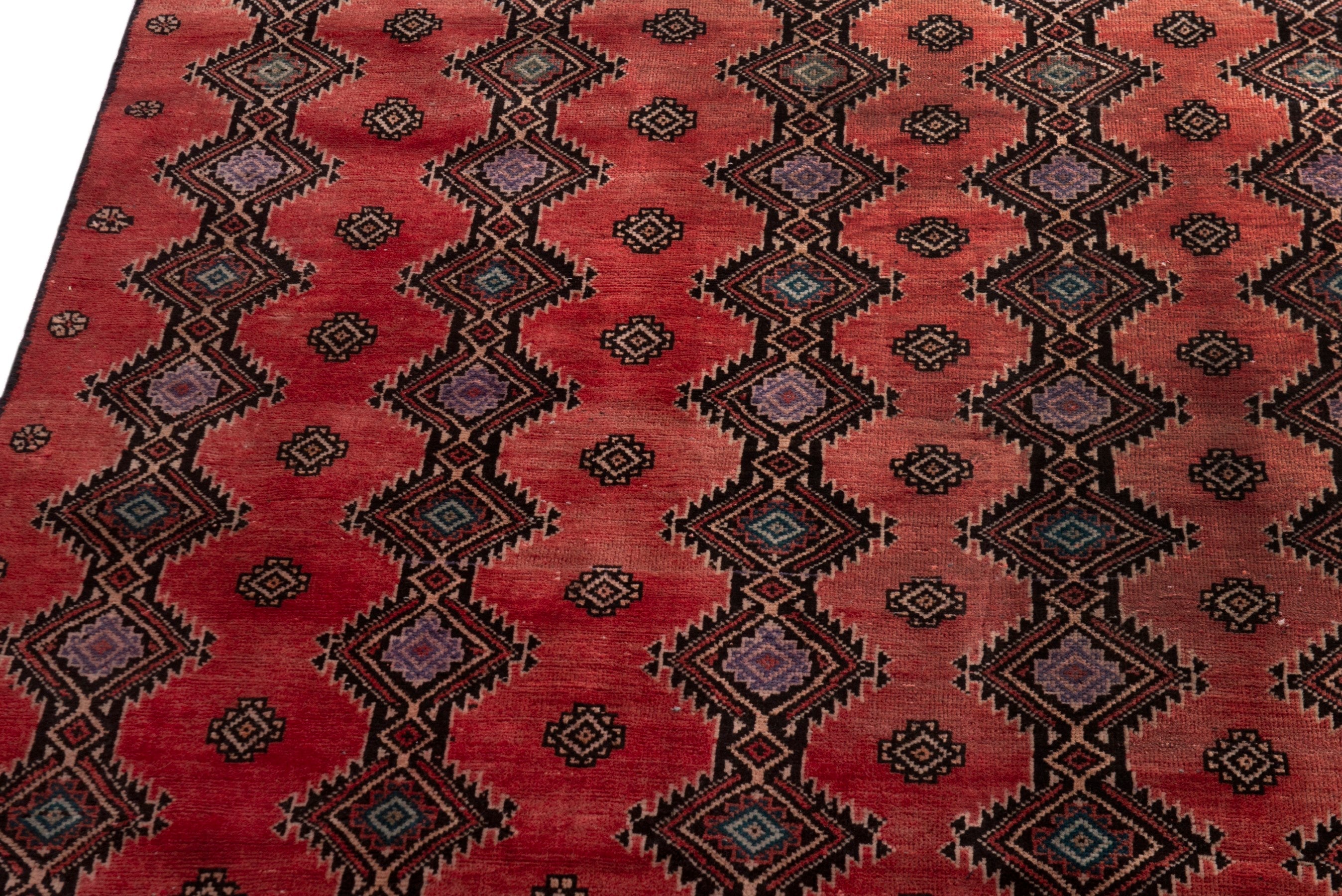 Persian Baluch accent rug in deep red and dark brown, view 9 of 17