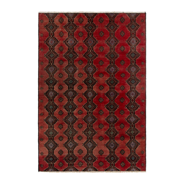 Persian Baluch accent rug in deep red and dark brown, 3'7" x 5'4"