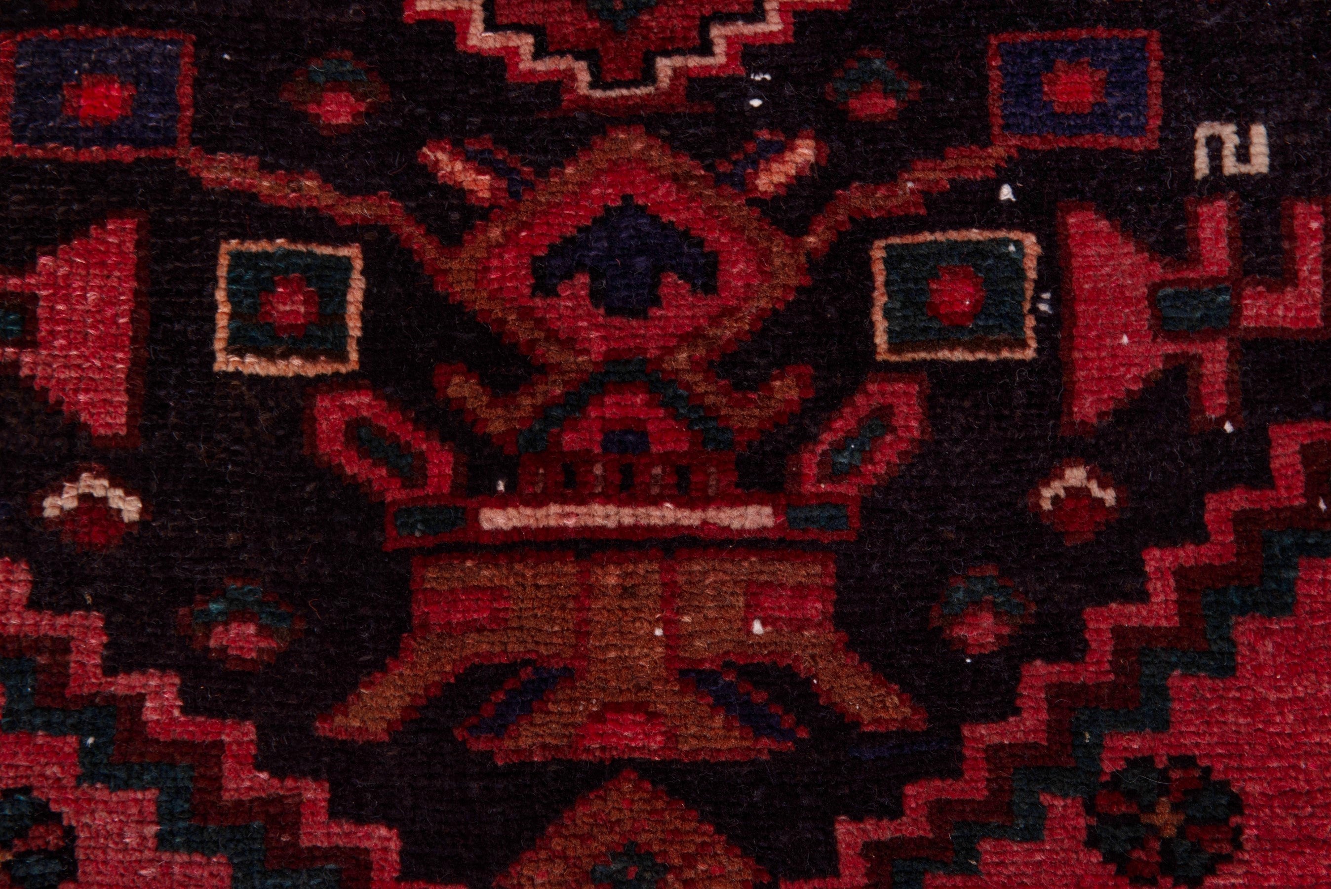 Persian Zanjan runner rug in burgundy and deep red, view 12 of 21