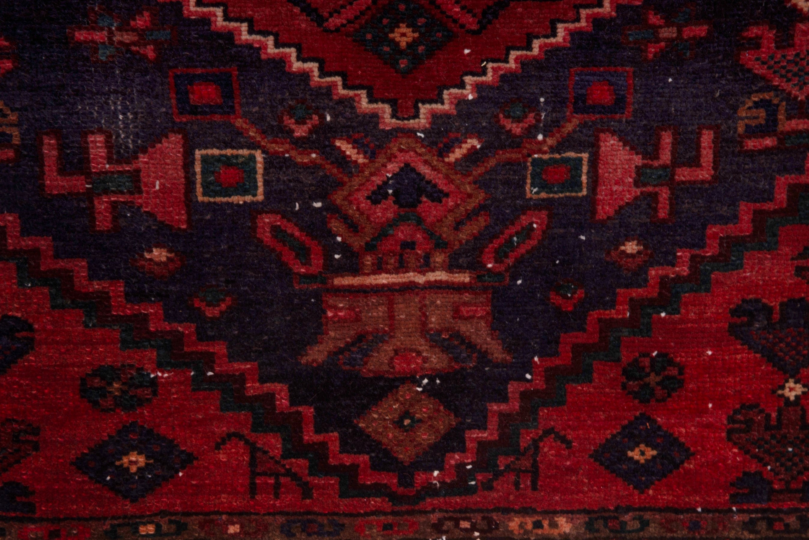 Persian Zanjan runner rug in burgundy and deep red, view 15 of 21