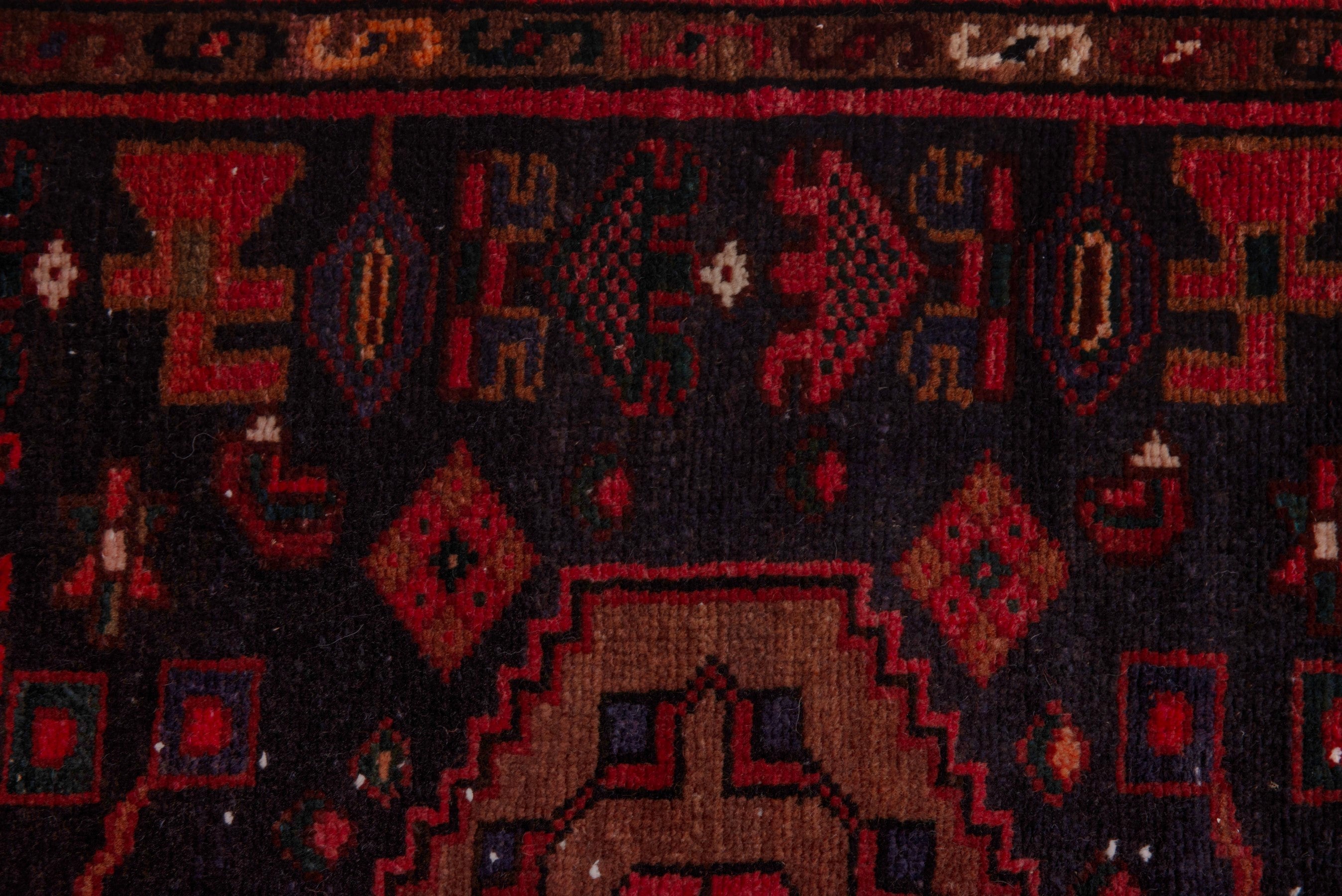 Persian Zanjan runner rug in burgundy and deep red, view 16 of 21