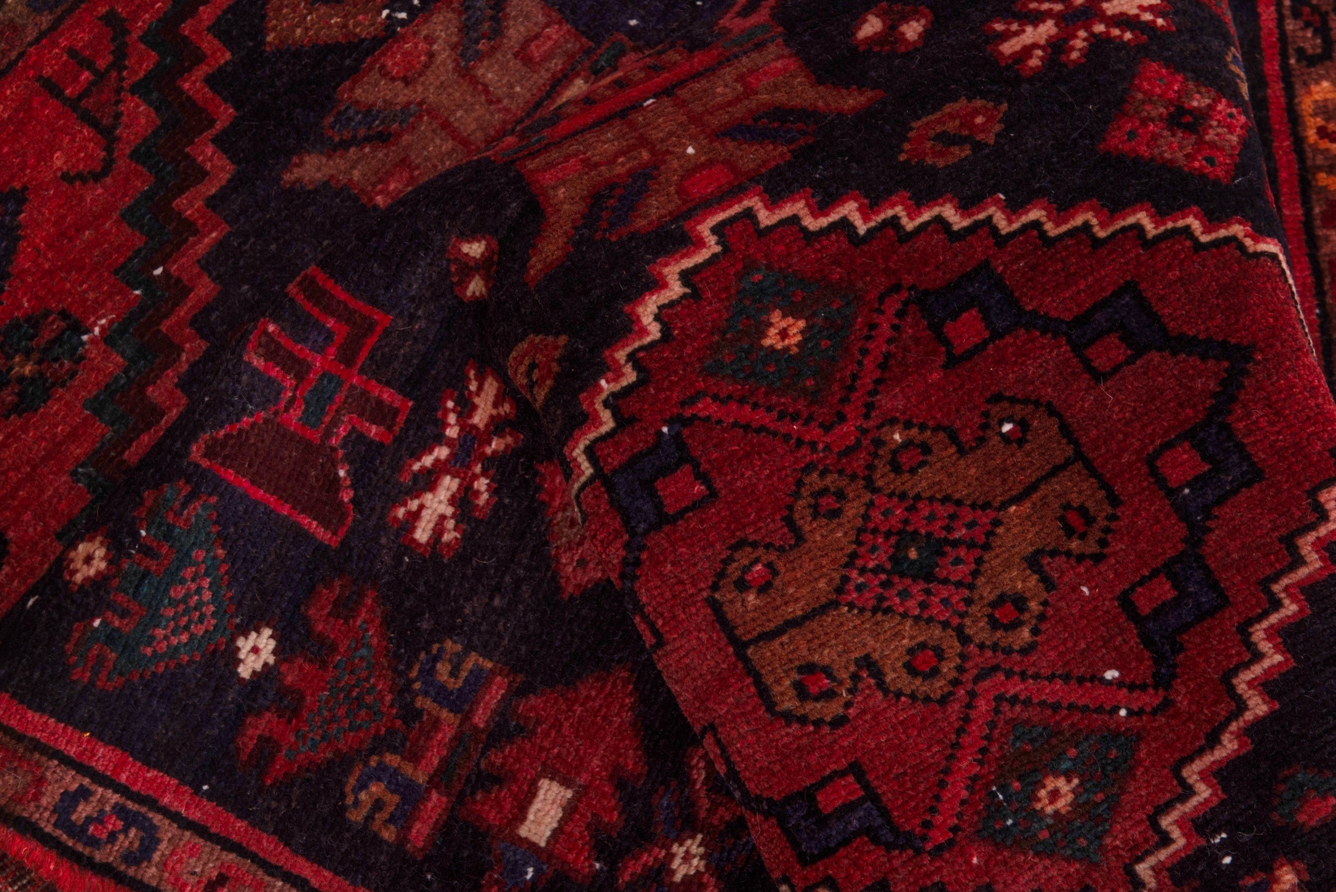 Persian Zanjan runner rug in burgundy and deep red, view 17 of 21
