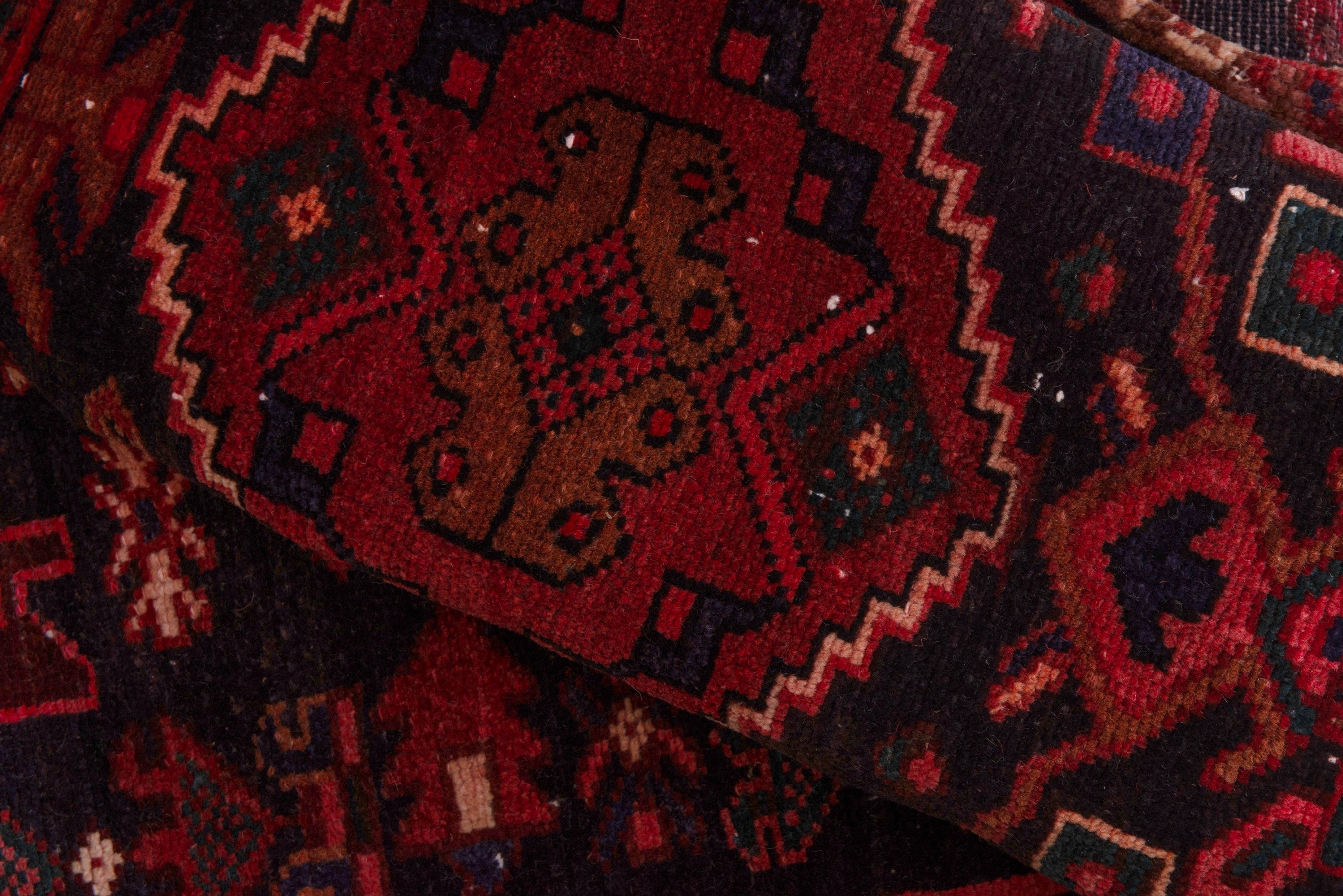 Persian Zanjan runner rug in burgundy and deep red, view 19 of 21