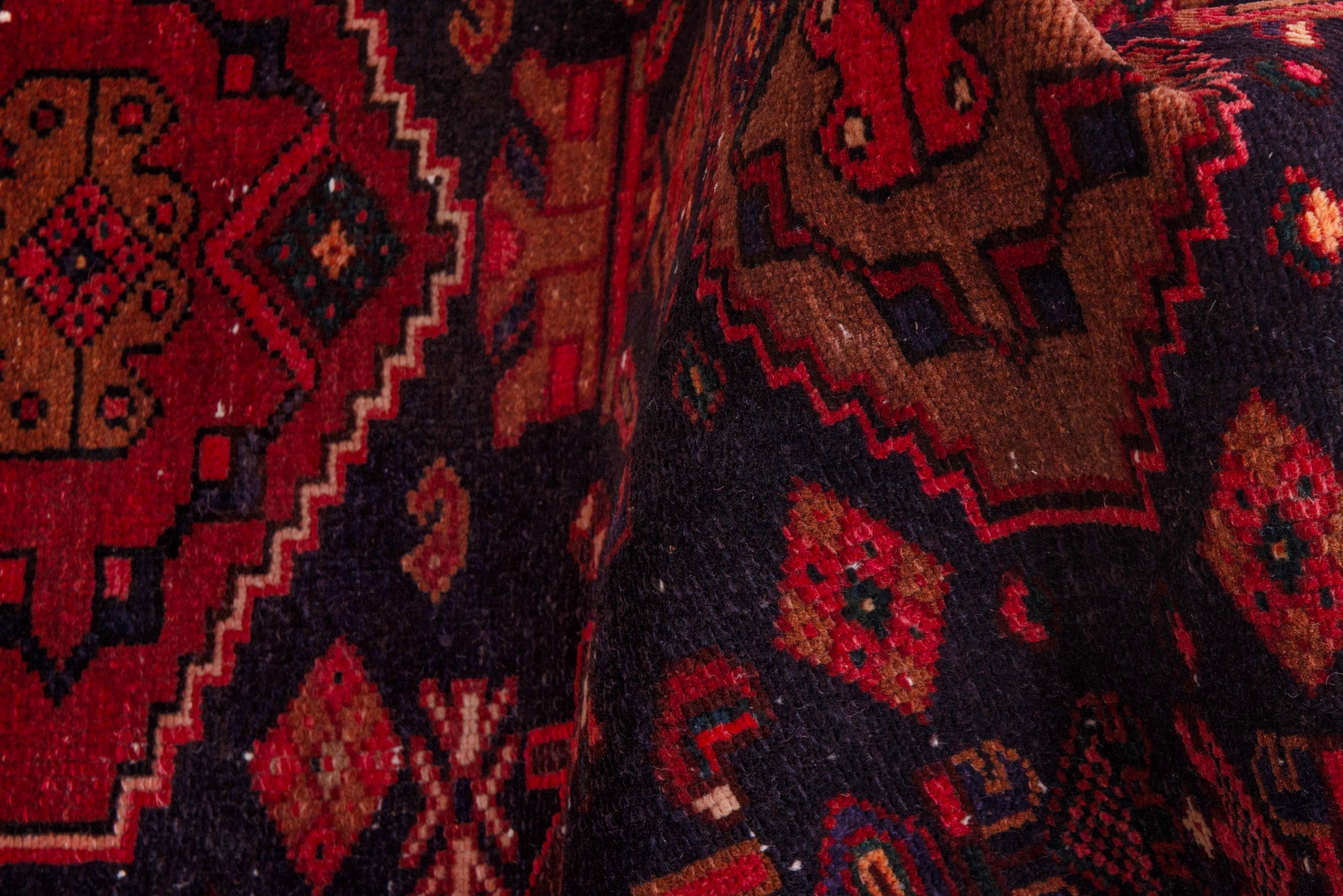 Persian Zanjan runner rug in burgundy and deep red, view 20 of 21