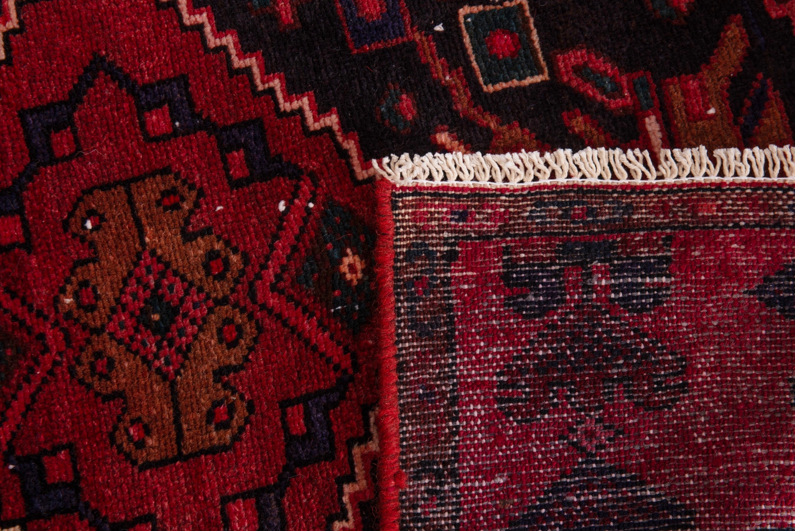 Persian Zanjan runner rug in burgundy and deep red, view 21 of 21
