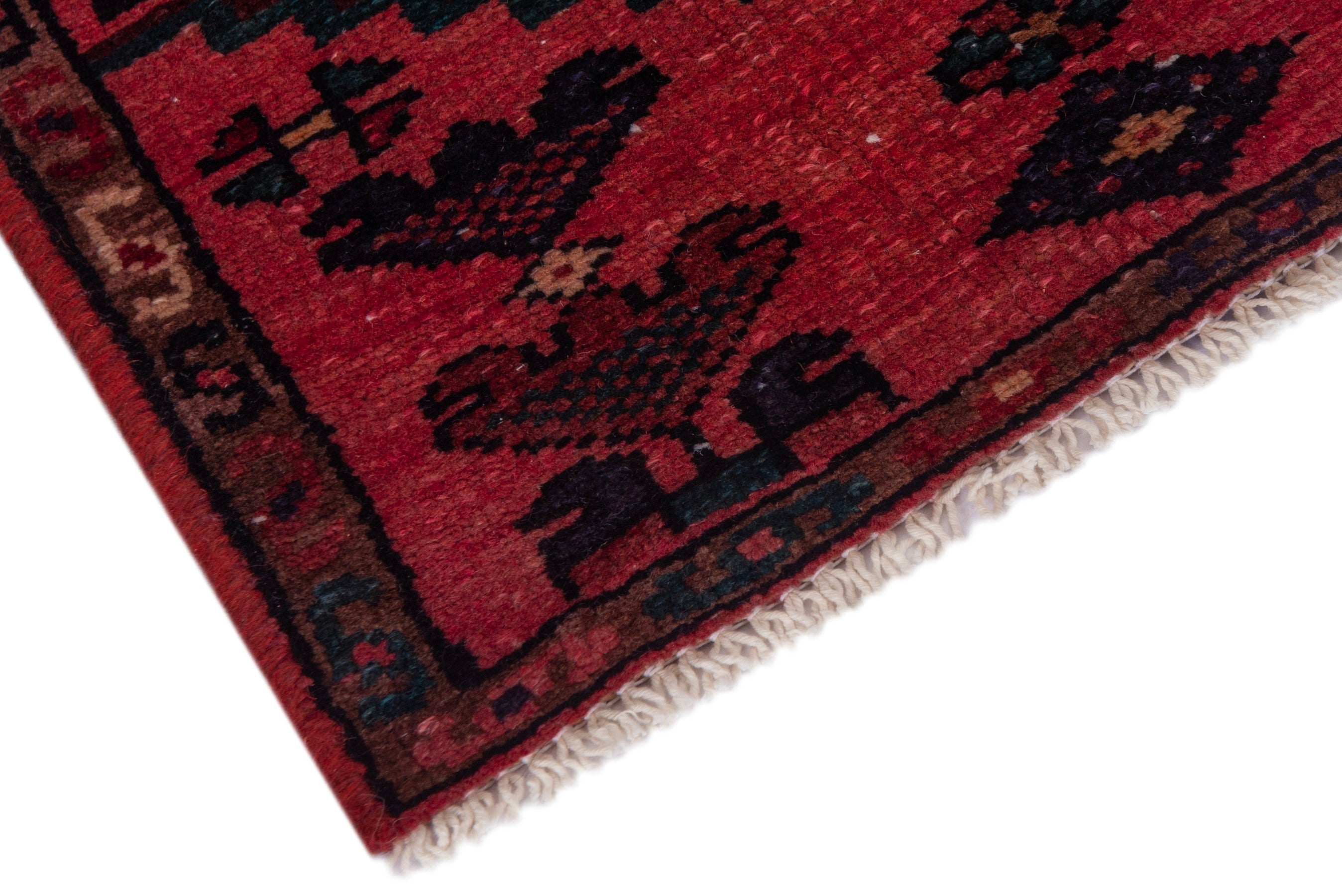Persian Zanjan runner rug in burgundy and deep red, view 6 of 21