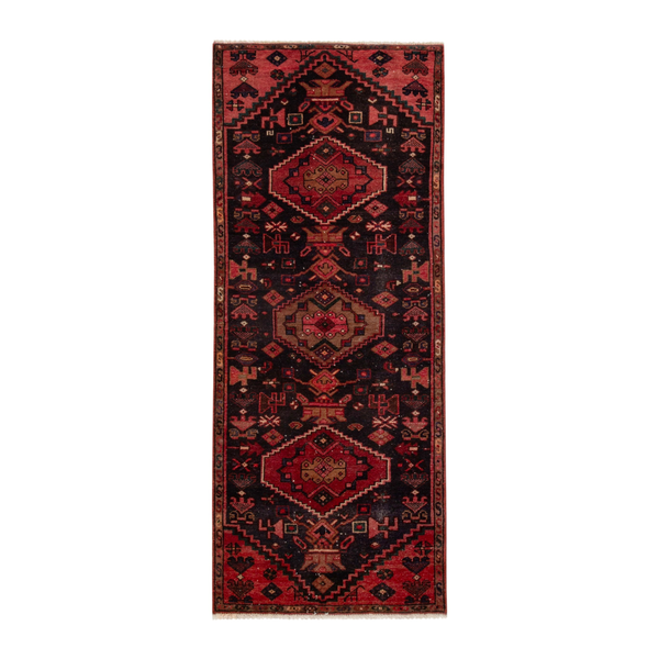 Persian Zanjan runner rug in burgundy and deep red, 2'4" x 5'11"