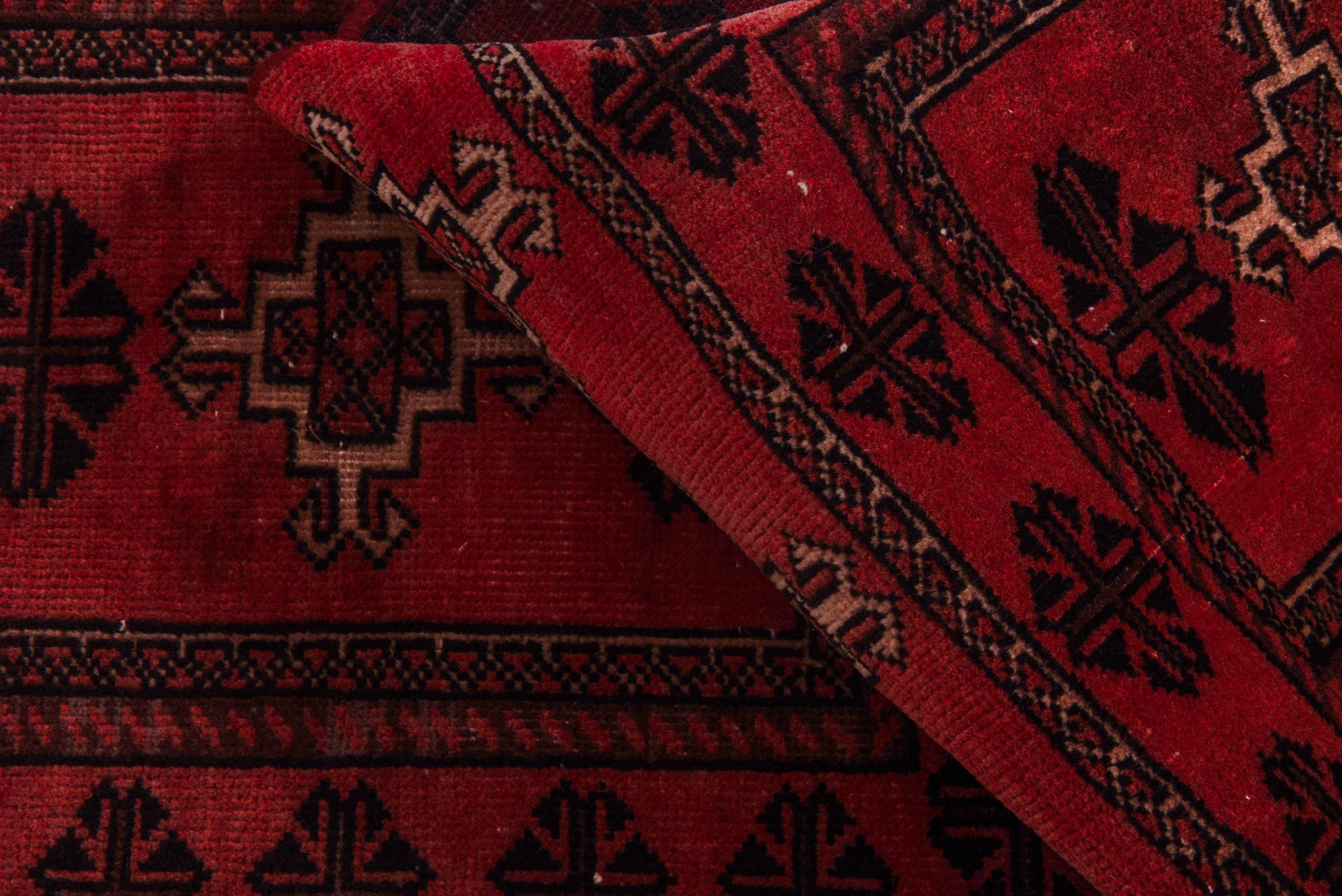 Persian Baluch accent rug in burgundy and deep red, view 15 of 17