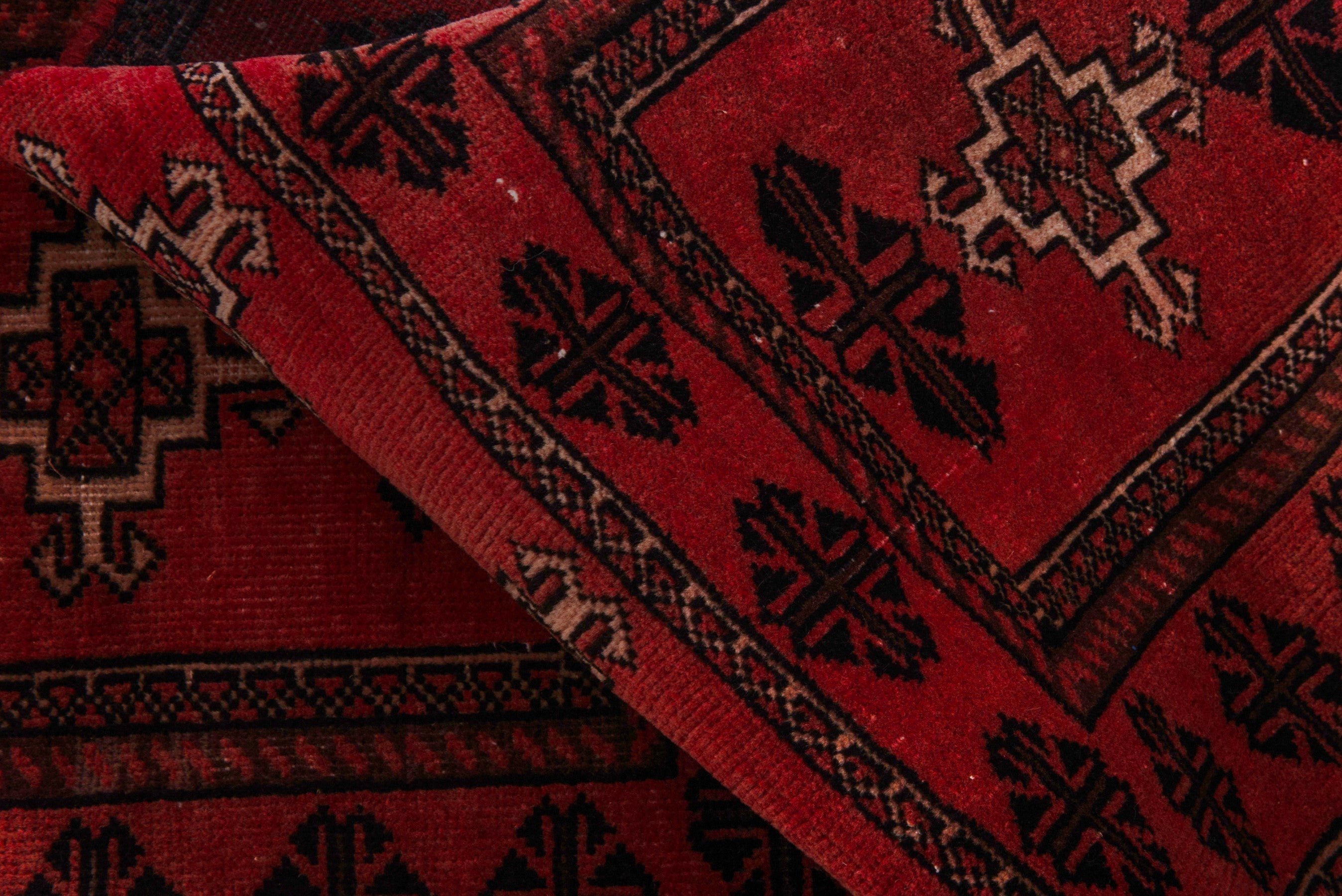 Persian Baluch accent rug in burgundy and deep red, view 16 of 17