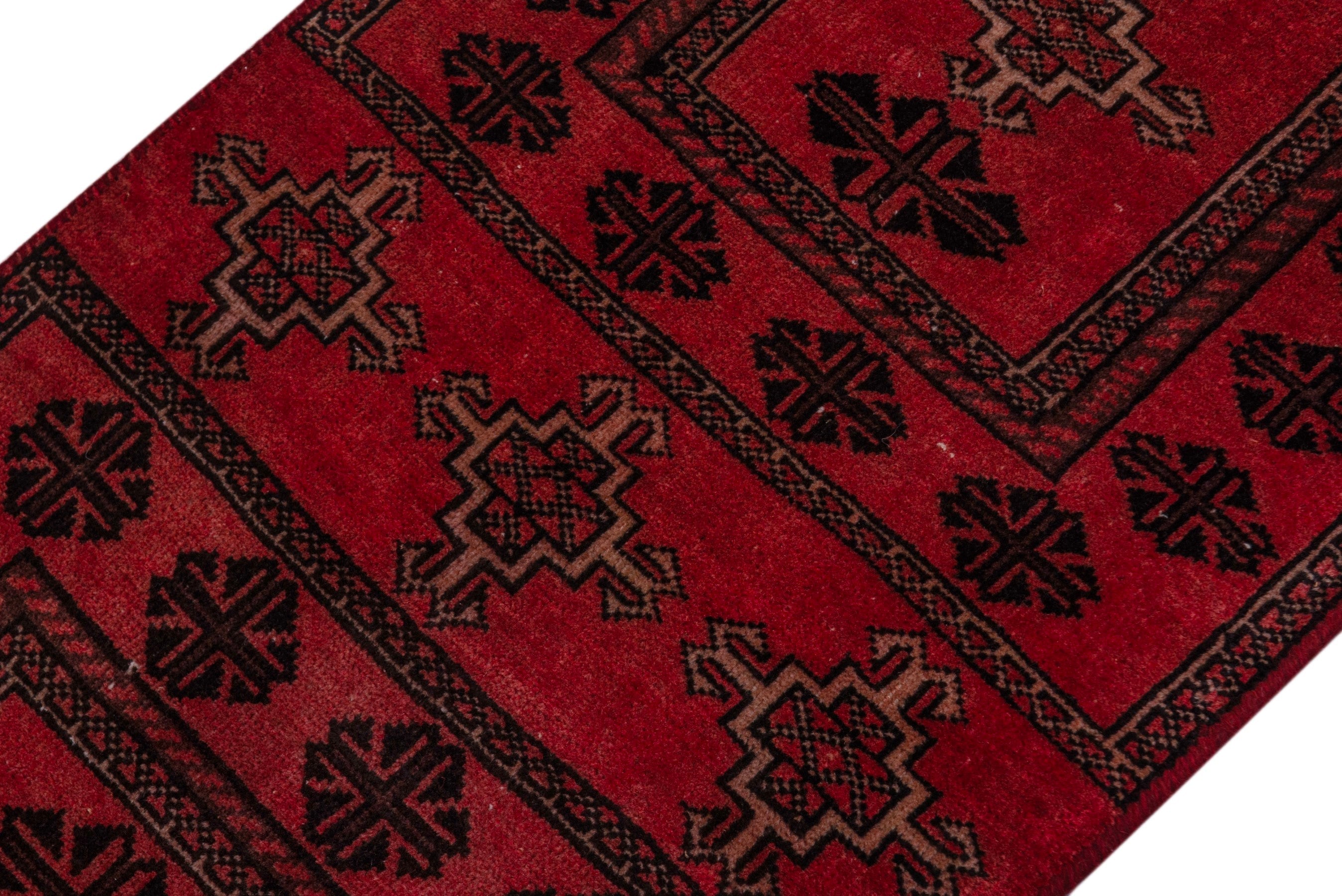 Persian Baluch accent rug in burgundy and deep red, view 4 of 17