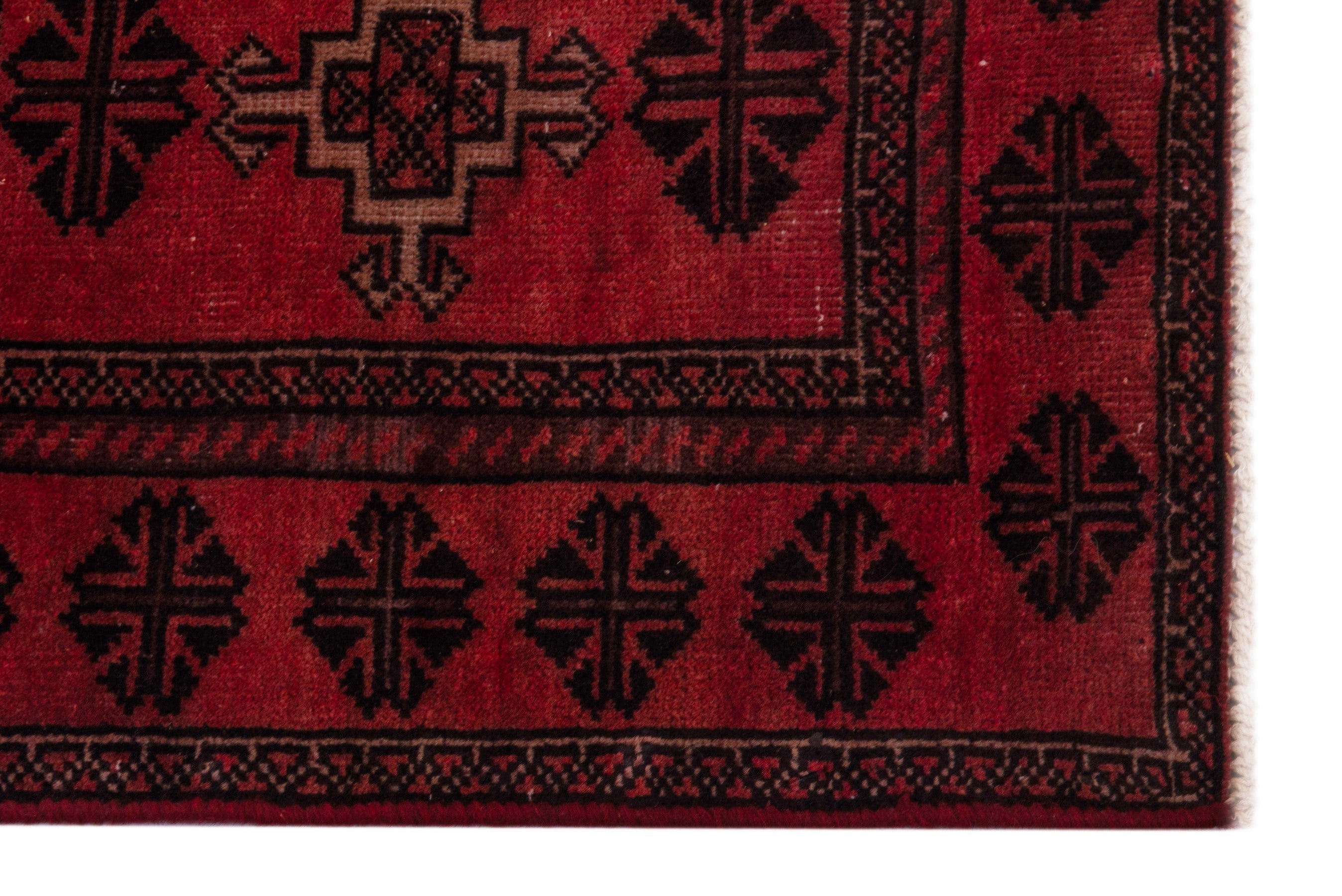Persian Baluch accent rug in burgundy and deep red, view 5 of 17