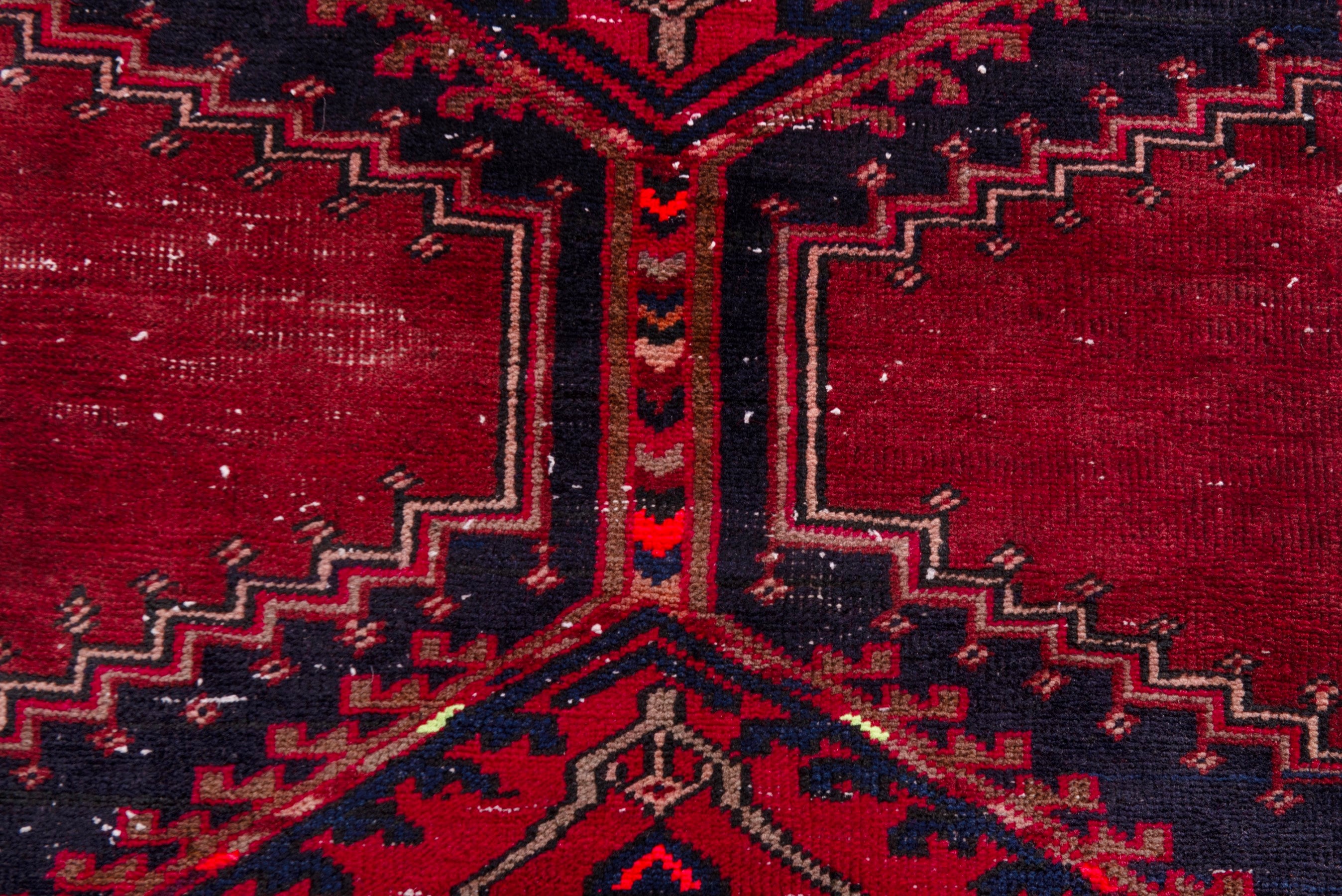 Persian Azerbaijan accent rug in deep red and dark blue, view 12 of 18